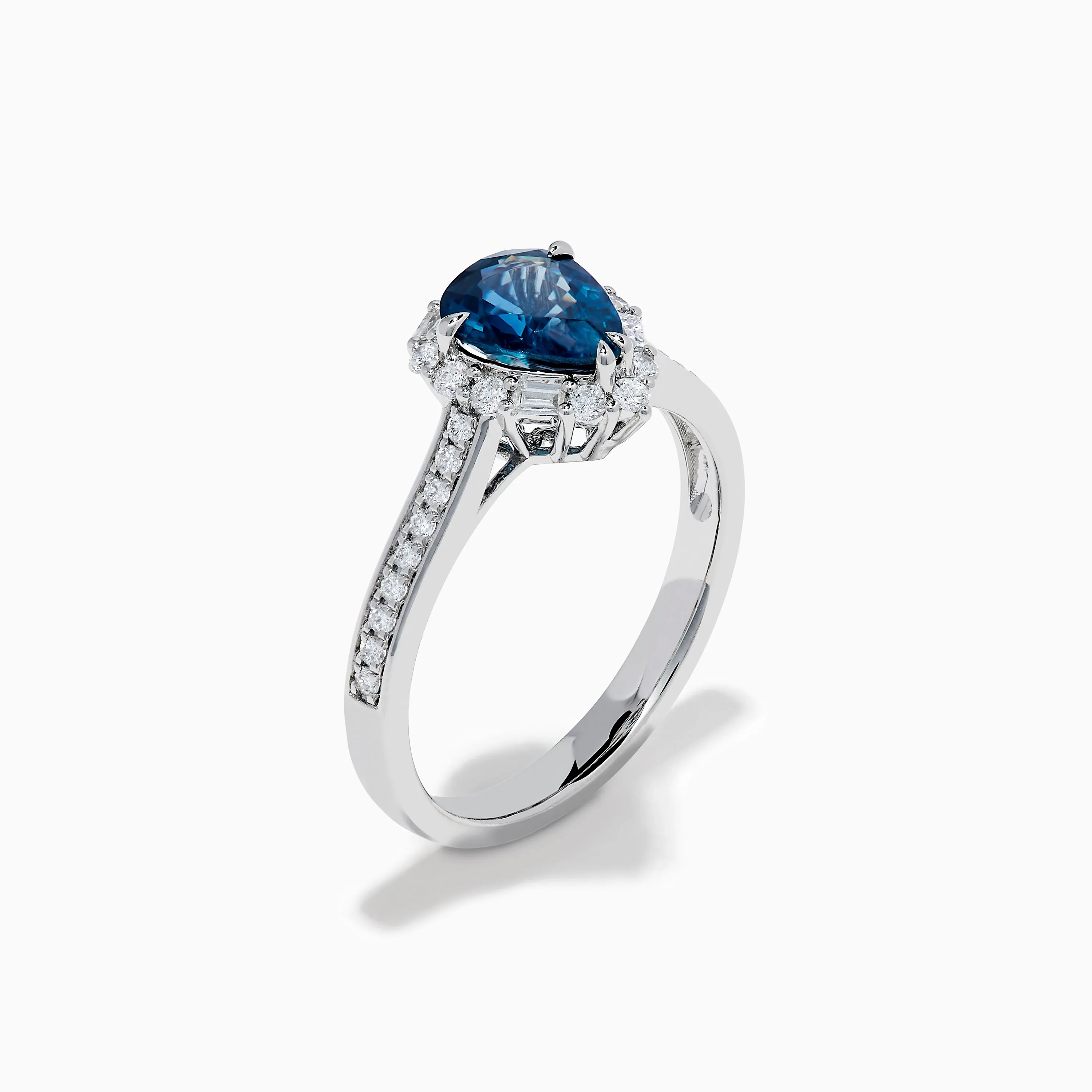 Effy Hematian 18K White Gold Blue Sapphire and Diamond Pear Ring sold by Effy product image thumbnail 4