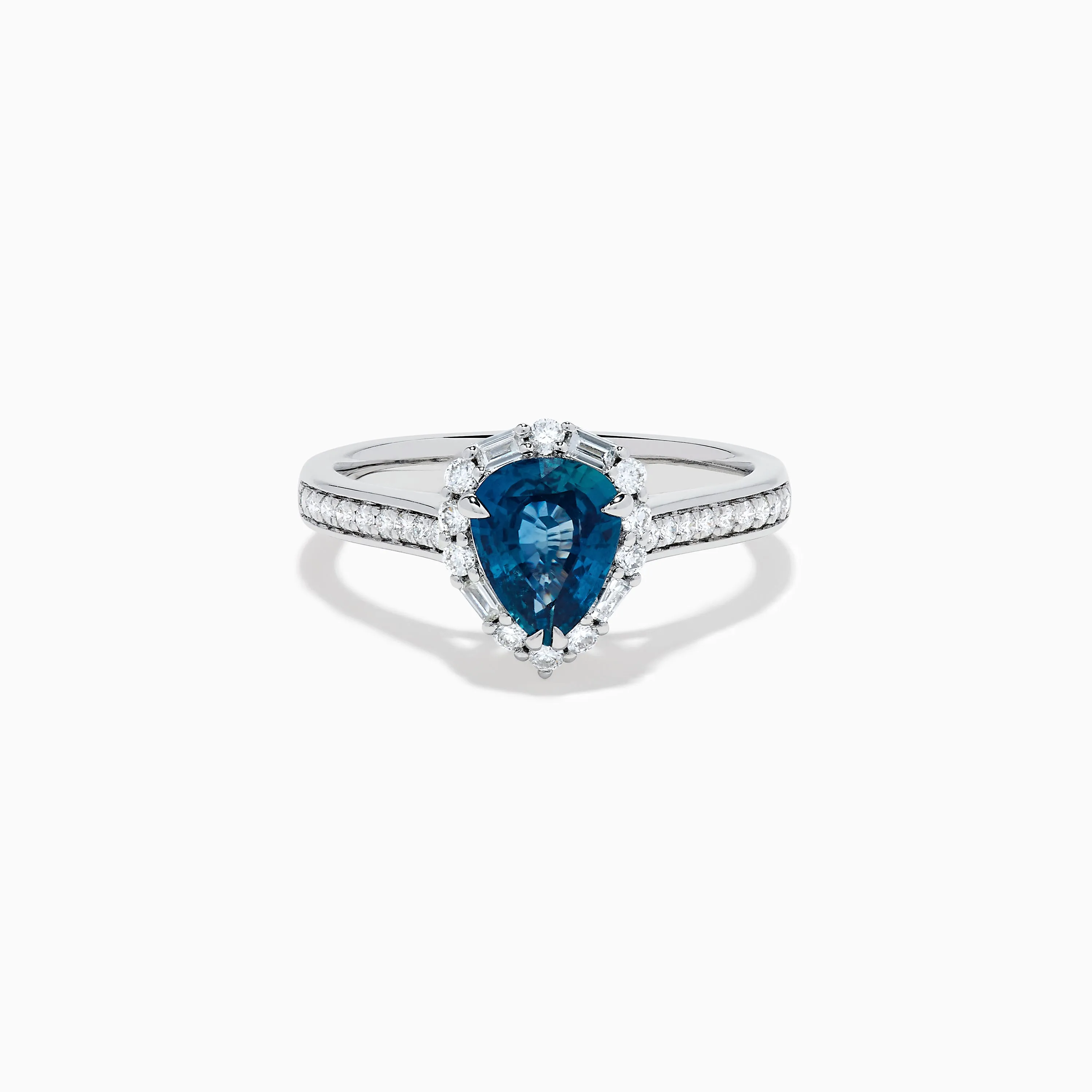 Effy Hematian 18K White Gold Blue Sapphire and Diamond Pear Ring sold by Effy