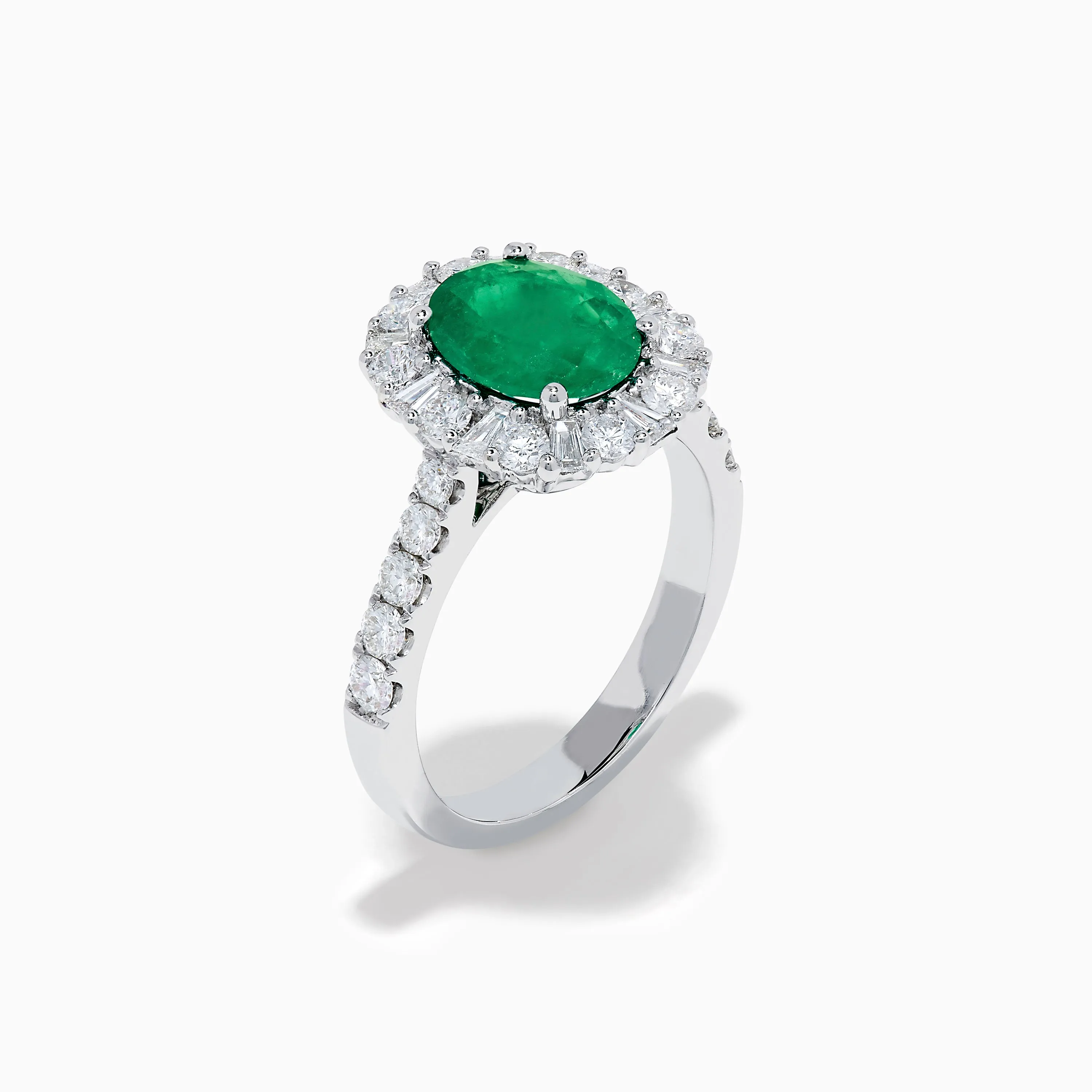 Effy Hematian 18K White Gold Emerald and Diamond Halo Ring sold by Effy product image thumbnail 4