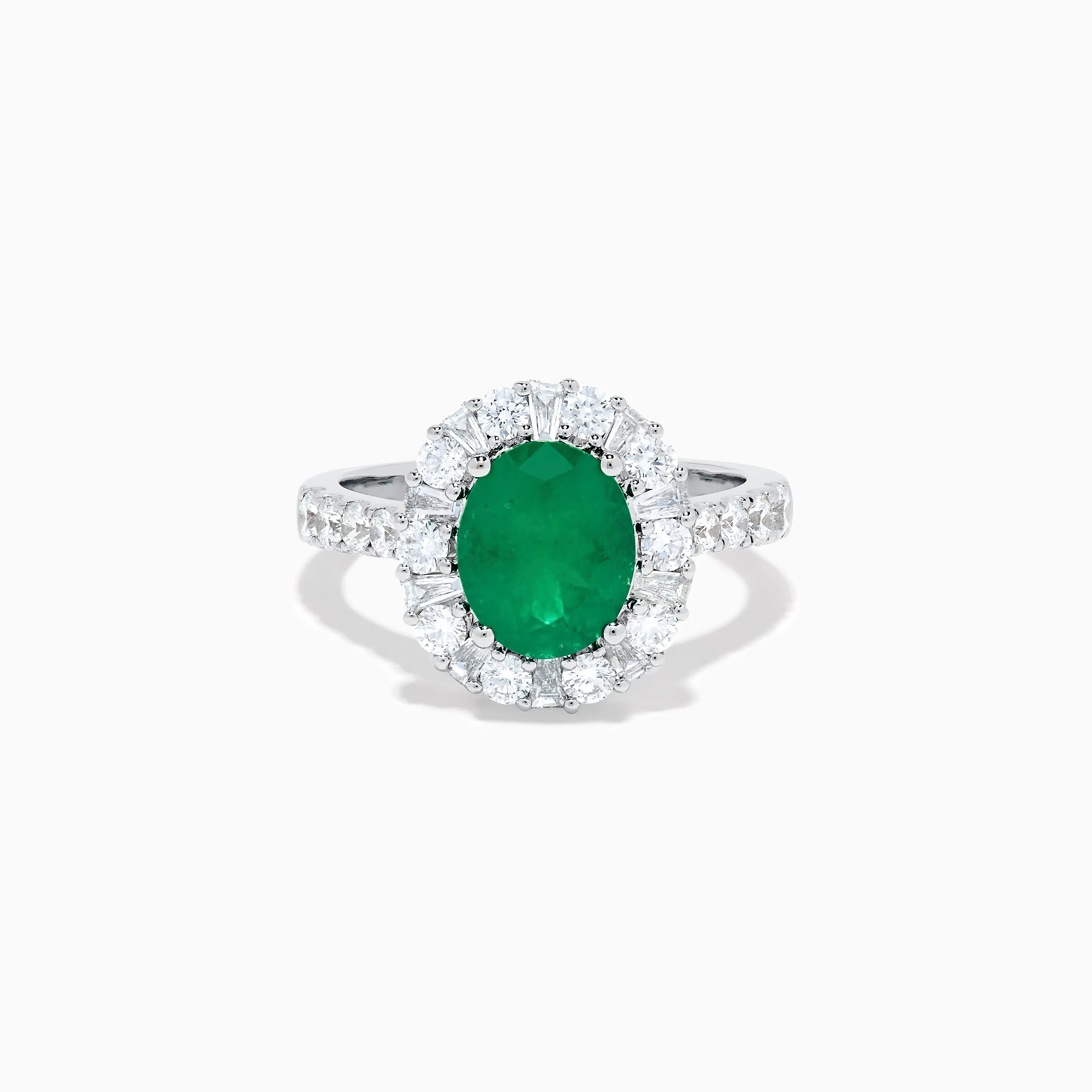 Effy Hematian 18K White Gold Emerald and Diamond Halo Ring sold by Effy