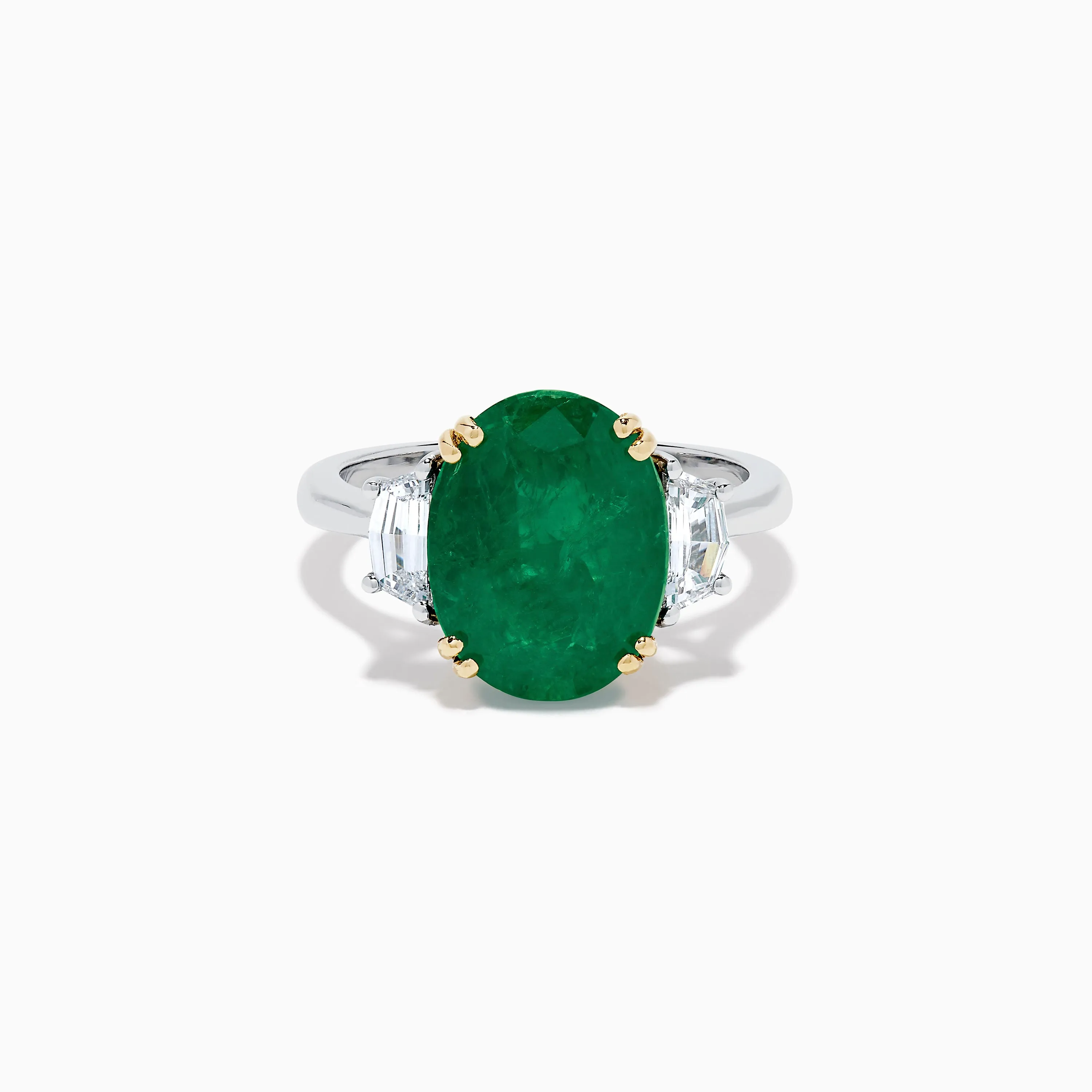 Effy Hematian 14K Two Tone Gold Emerald and Diamond 3 Stone Ring sold by Effy