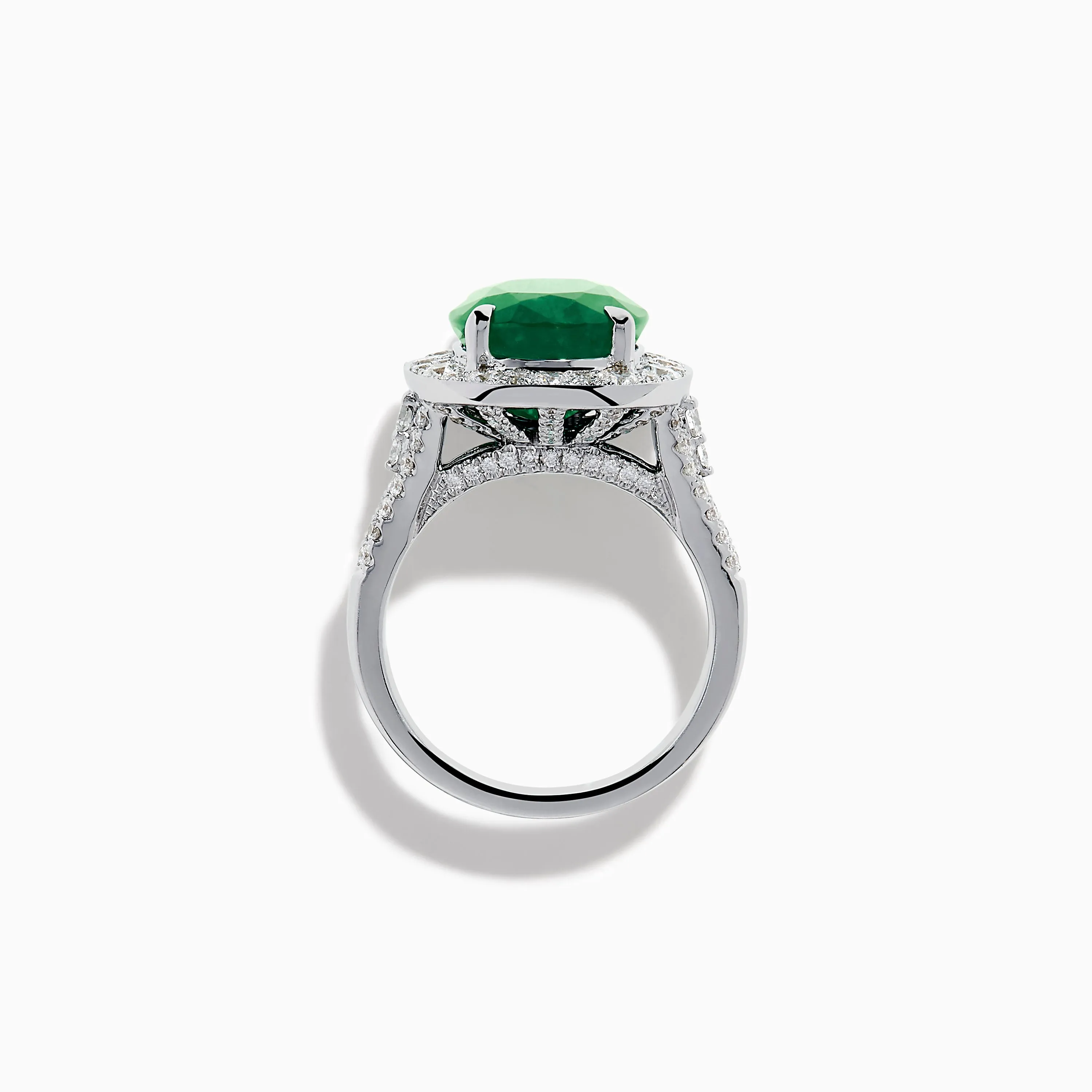 Effy Hematian 18K White Gold Oval Emerald and Diamond Halo Ring sold by Effy product image thumbnail 3