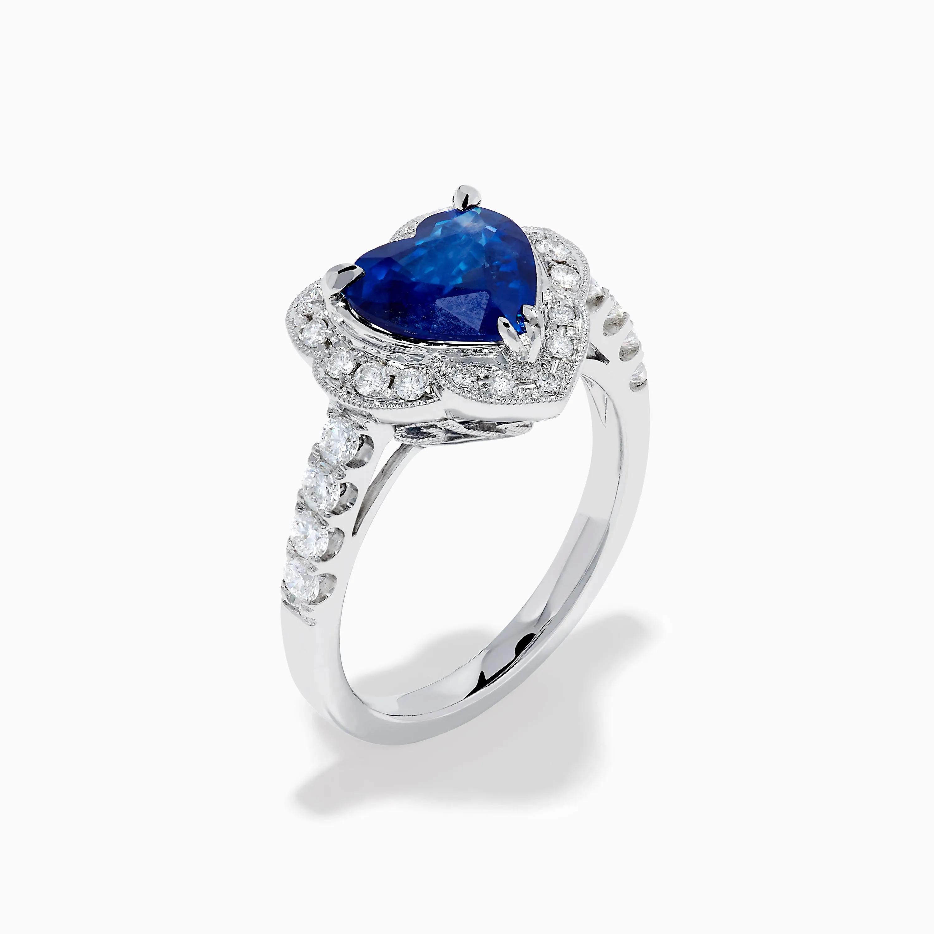 Effy Hematian 18K White Gold Sapphire and Diamond Halo Heart Ring sold by Effy product image thumbnail 4