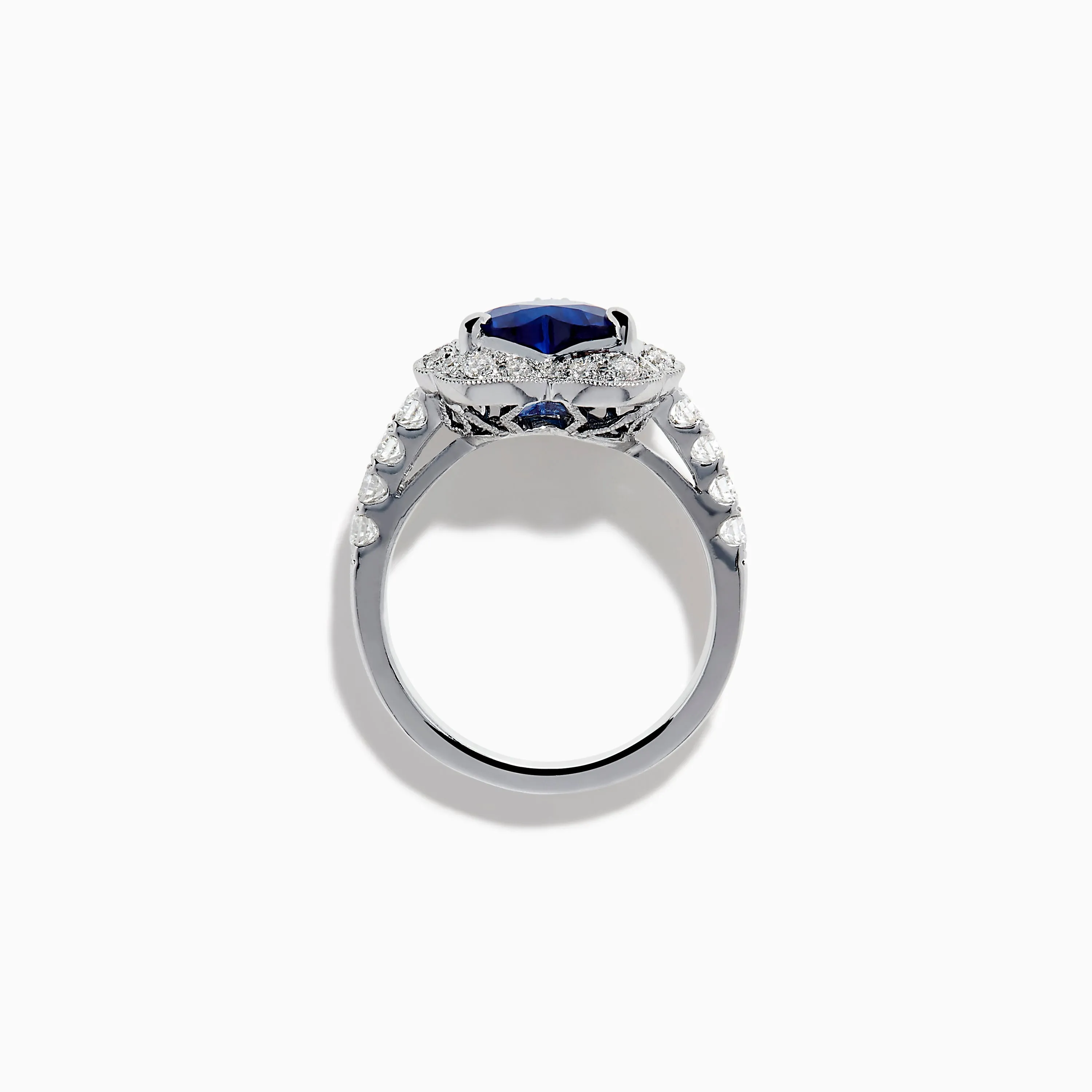Effy Hematian 18K White Gold Sapphire and Diamond Halo Heart Ring sold by Effy product image thumbnail 3