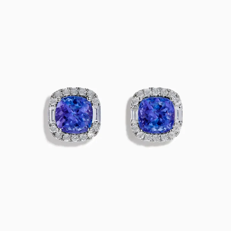 Effy Hematian 18K White Gold Tanzanite and Diamond Halo Stud Earrings made by Effy