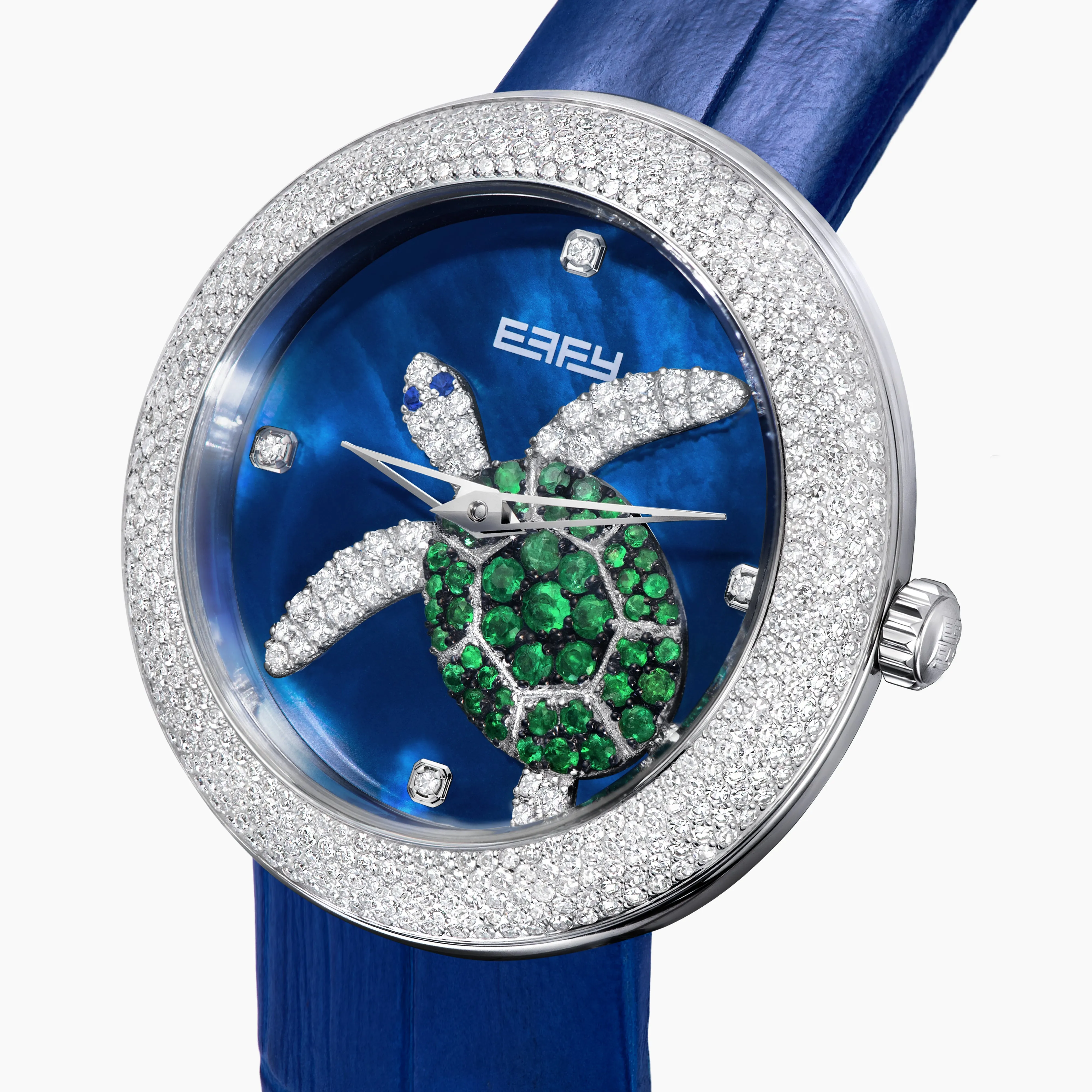 39MM Swiss Made Stainless Steel Turtle Watch with Diamonds, Sapphires and Emeralds sold by Effy product image thumbnail 3