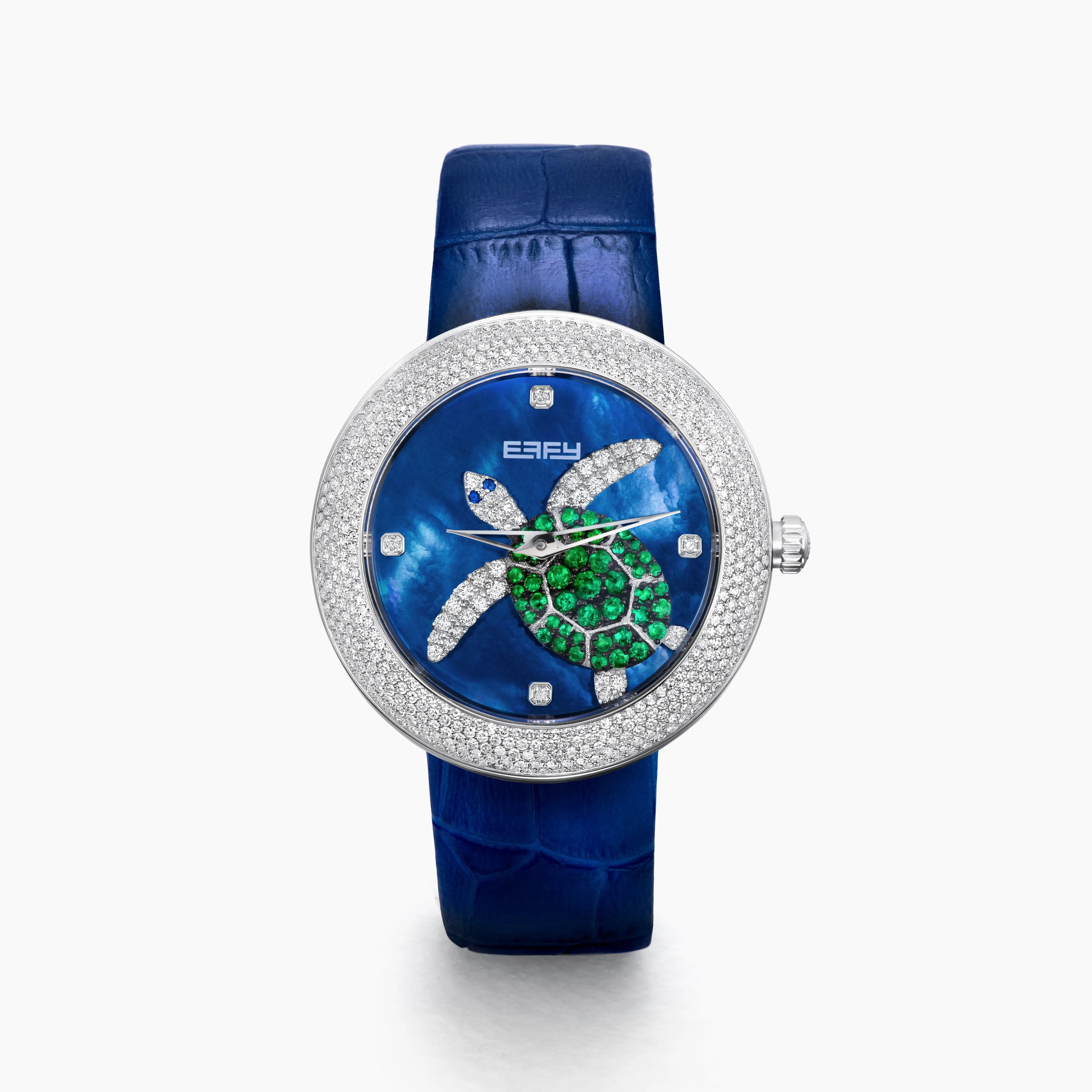 39MM Swiss Made Stainless Steel Turtle Watch with Diamonds, Sapphires and Emeralds sold by Effy