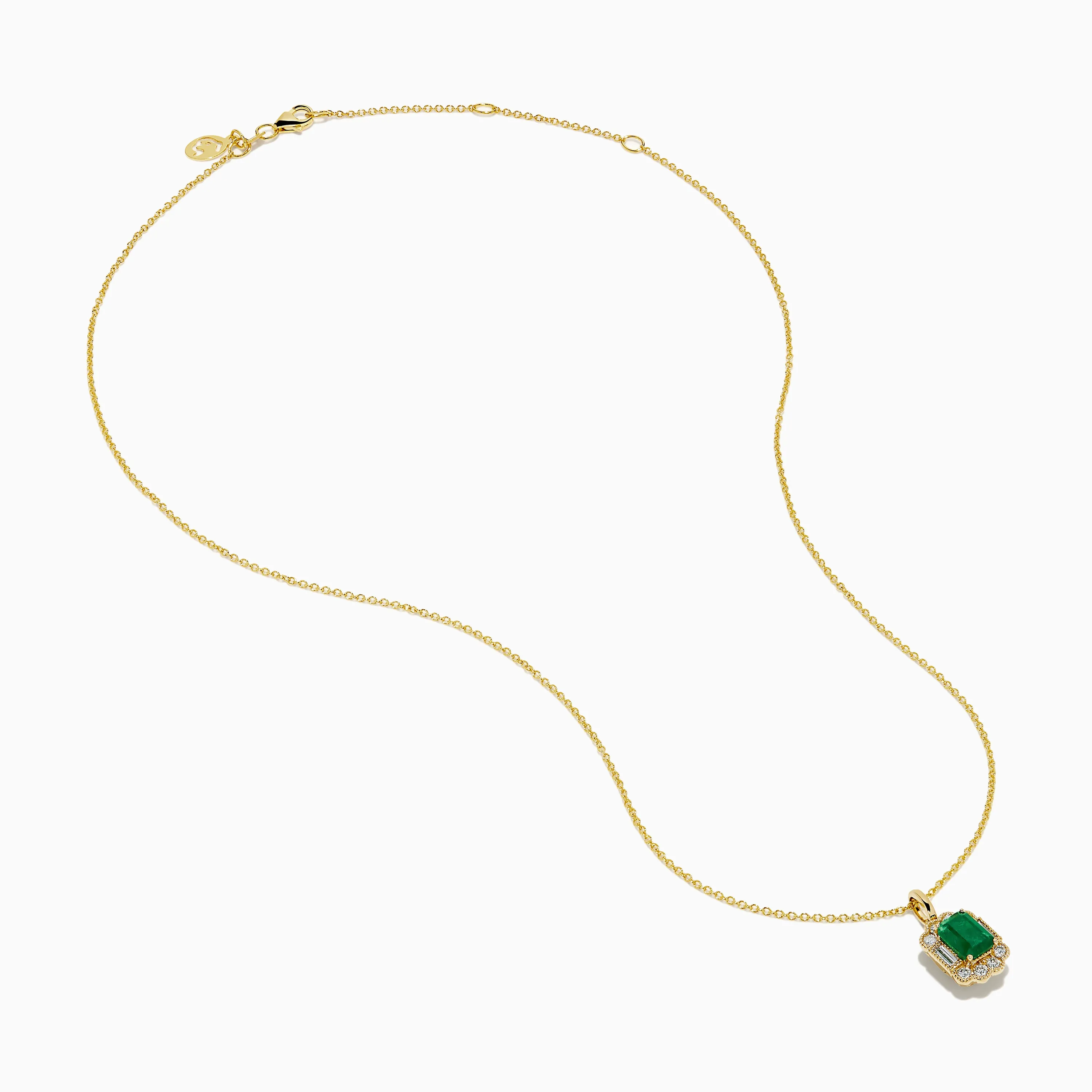 14K Yellow Gold Emerald and Diamond Halo Pendant sold by Effy product image thumbnail 2
