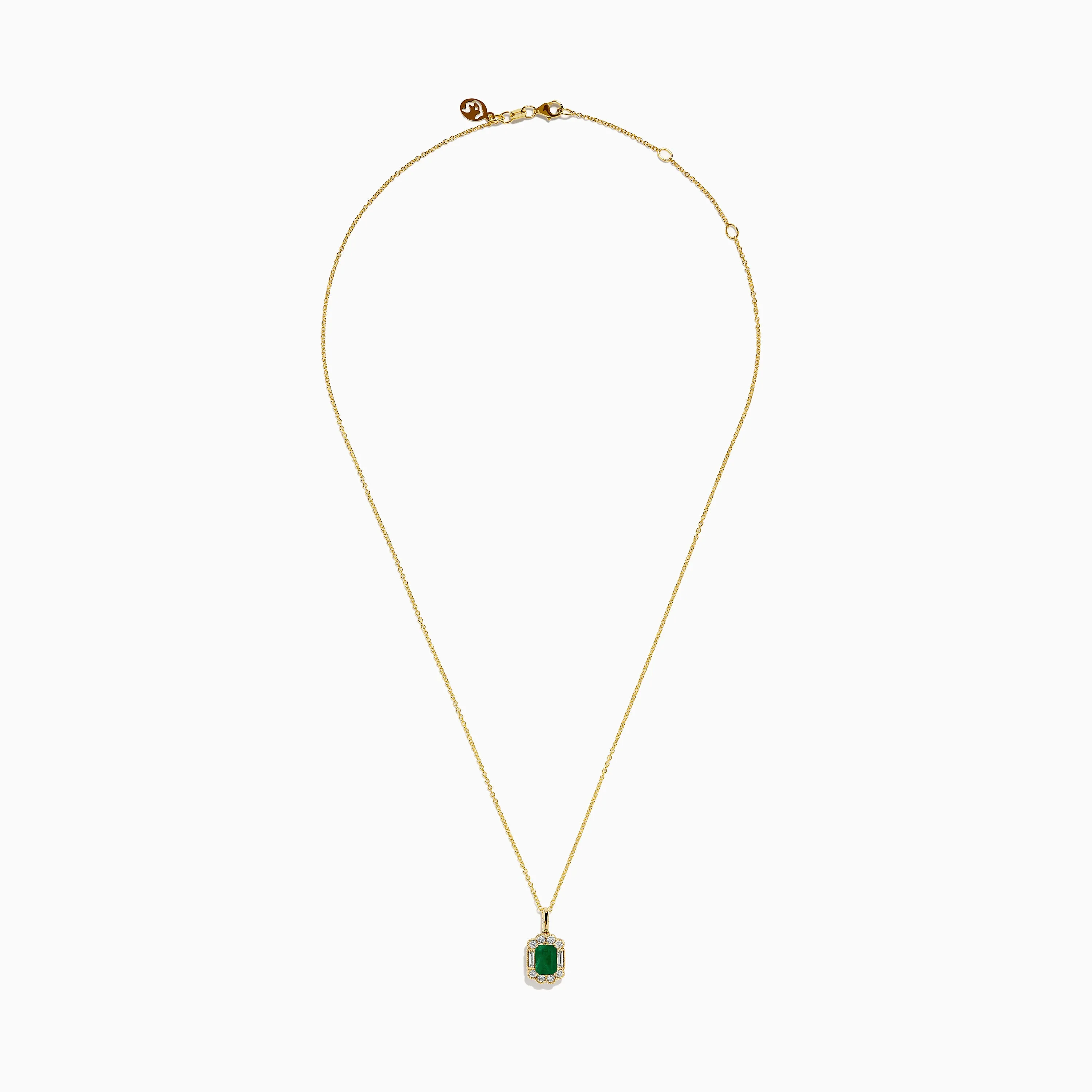 14K Yellow Gold Emerald and Diamond Halo Pendant sold by Effy product image thumbnail 3