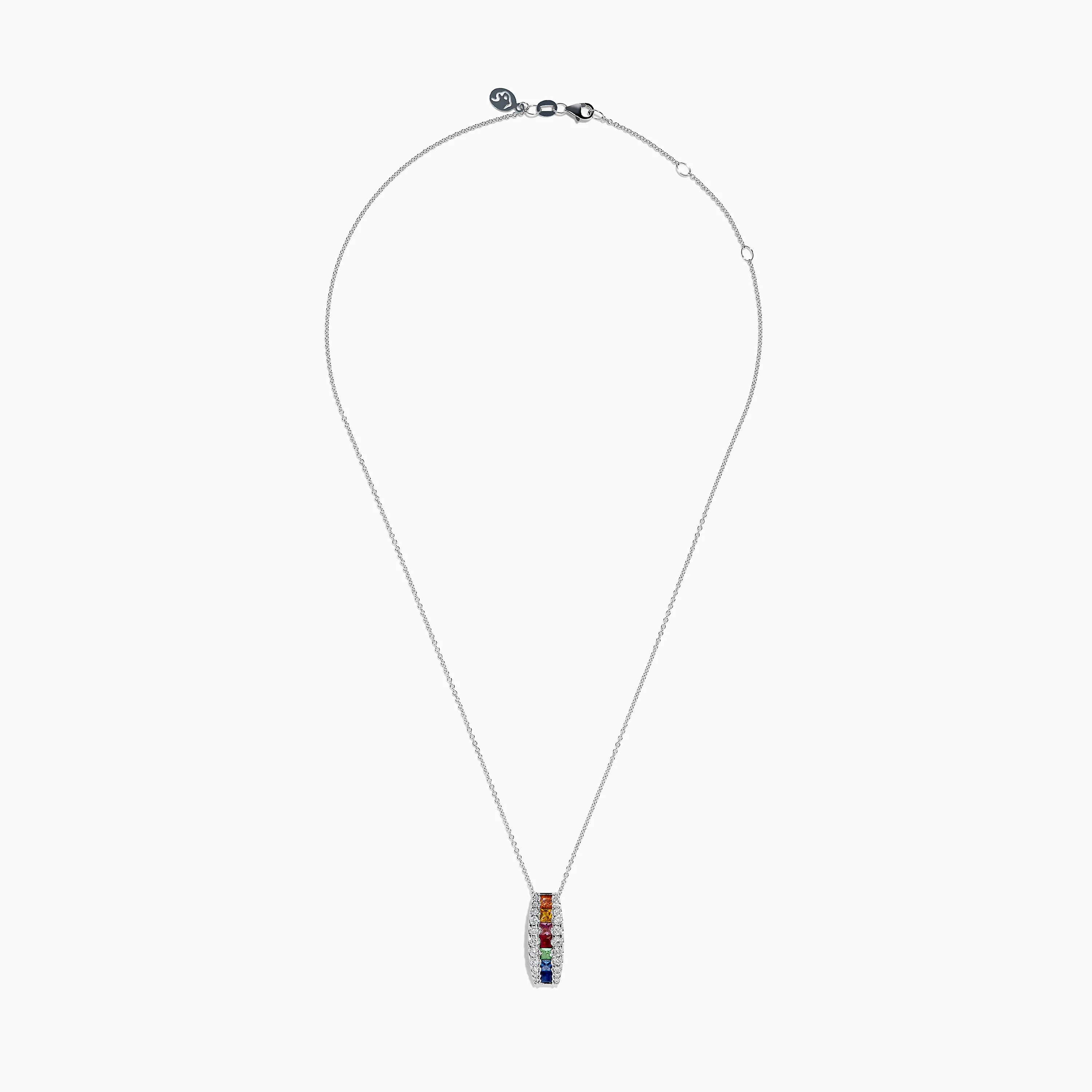 Watercolors 14K White Gold Multi Sapphire and Diamond Bar Pendant sold by Effy product image thumbnail 3