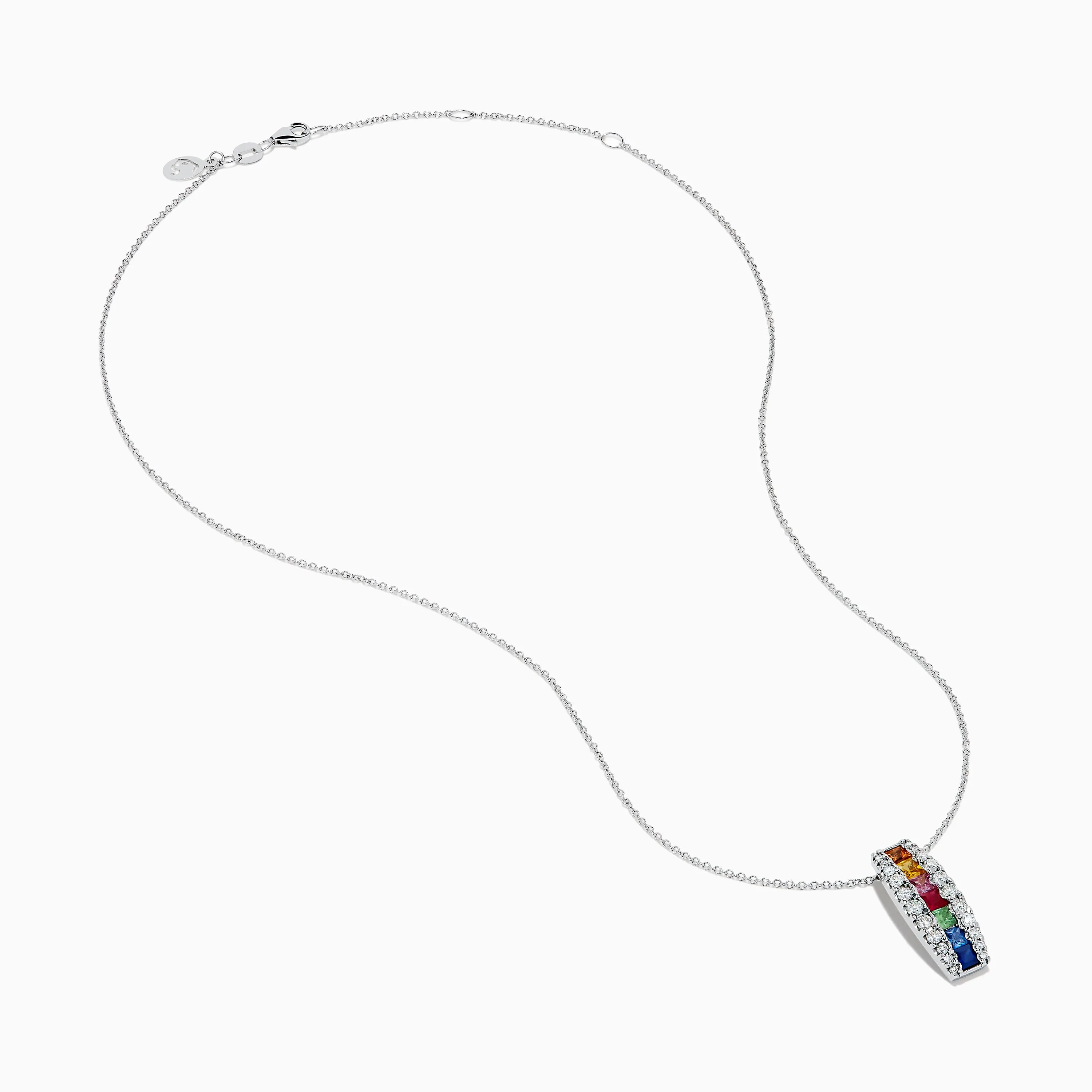 Watercolors 14K White Gold Multi Sapphire and Diamond Bar Pendant sold by Effy product image thumbnail 2