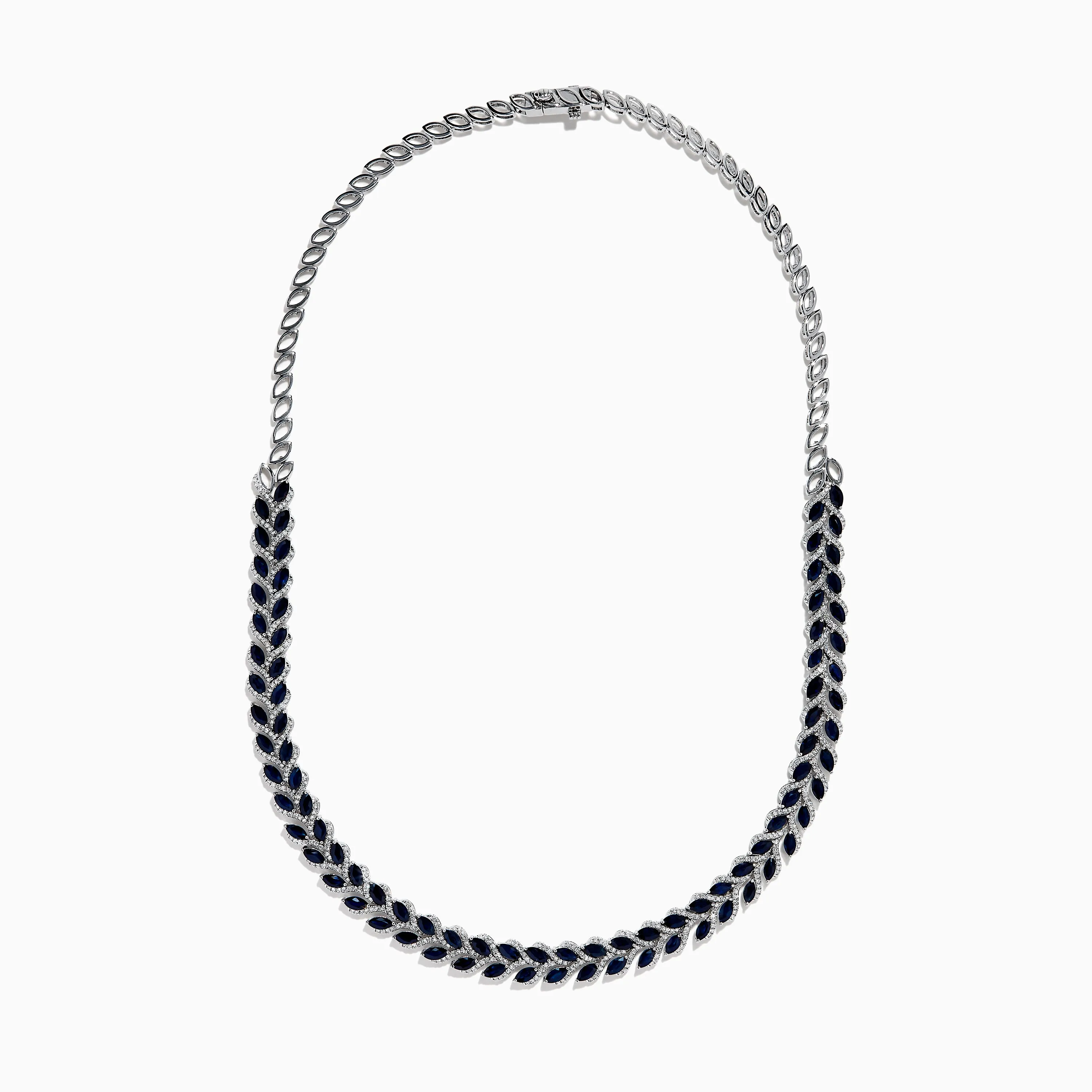 14K White Gold Blue Sapphire and Diamond Leaf Motif Necklace sold by Effy product image thumbnail 3