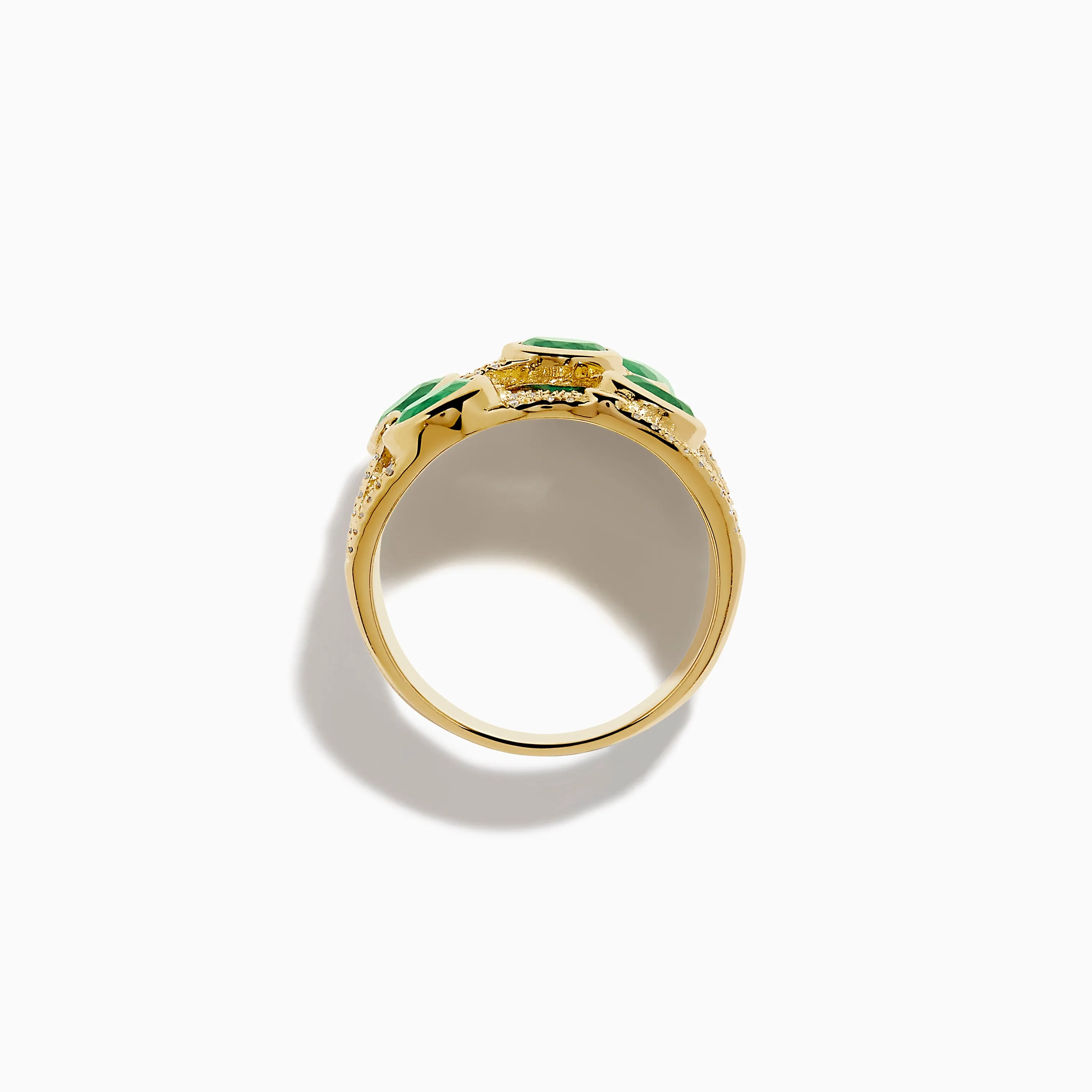 14K Yellow Gold Bezel Emerald and Diamond Multi Row Ring sold by Effy product image thumbnail 3