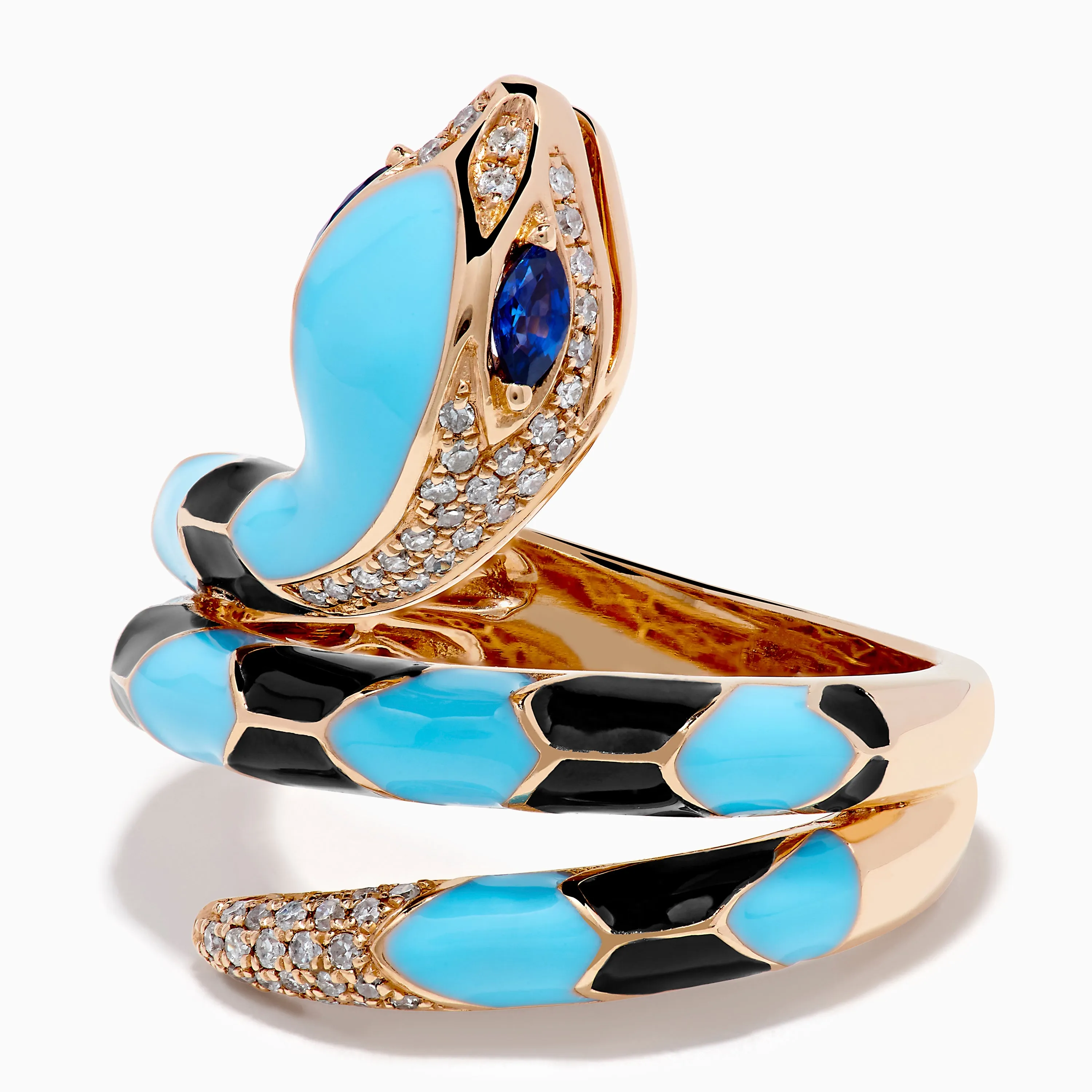 14K Rose Gold Diamond, Sapphire, and Enamel Snake Wrap Ring sold by Effy product image thumbnail 2