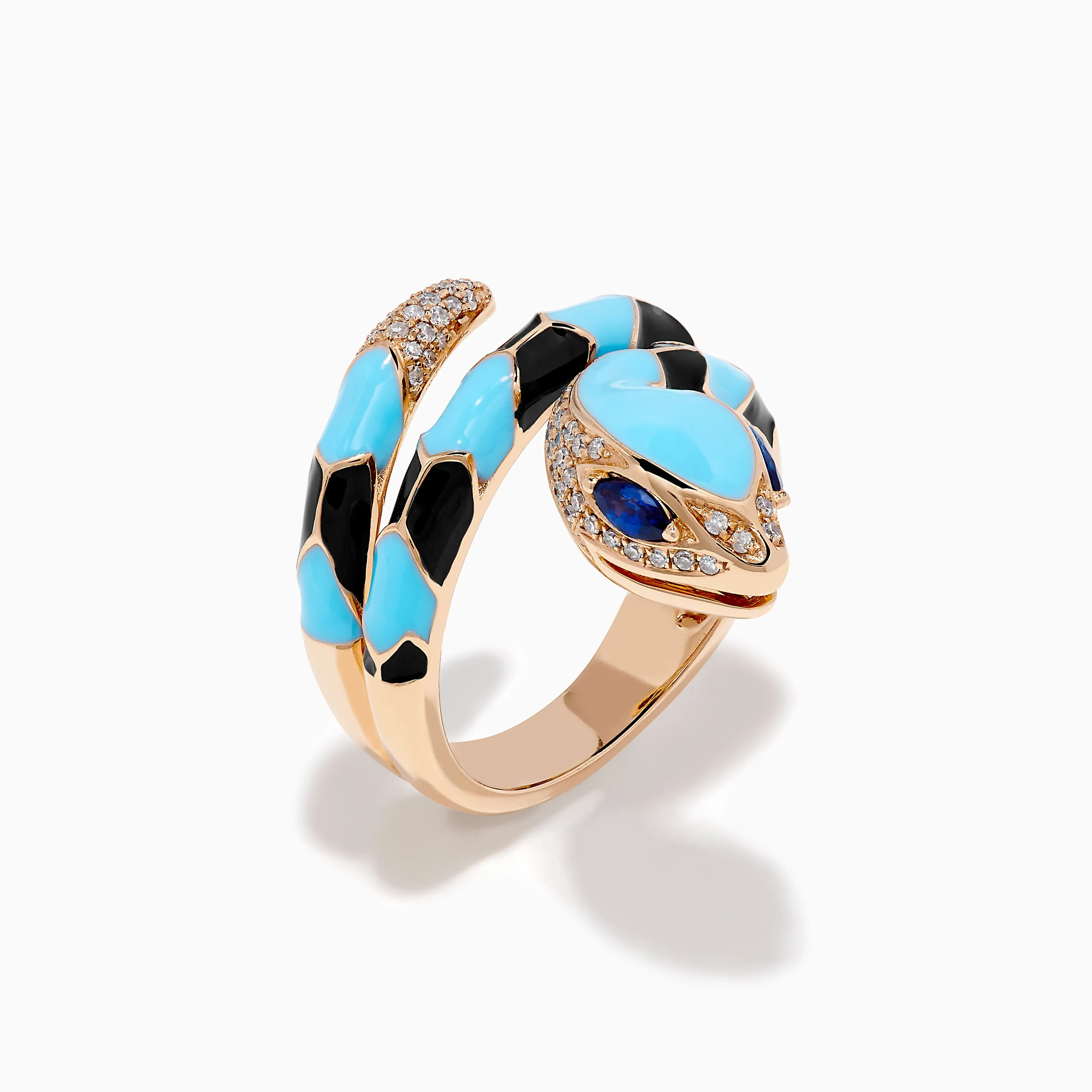 14K Rose Gold Diamond, Sapphire, and Enamel Snake Wrap Ring sold by Effy product image thumbnail 4