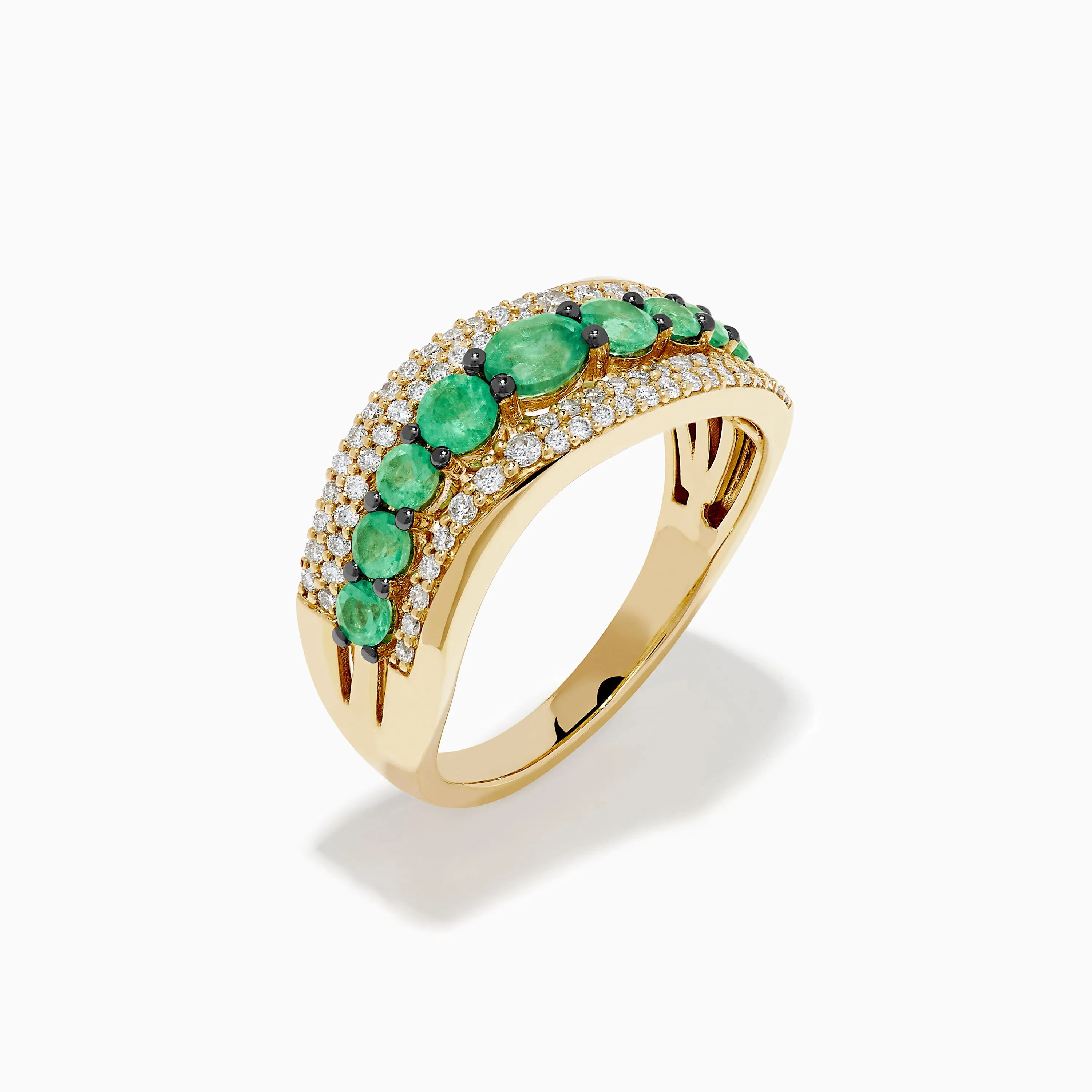 14K Yellow Gold Emerald and Diamond Wave Band sold by Effy product image thumbnail 4