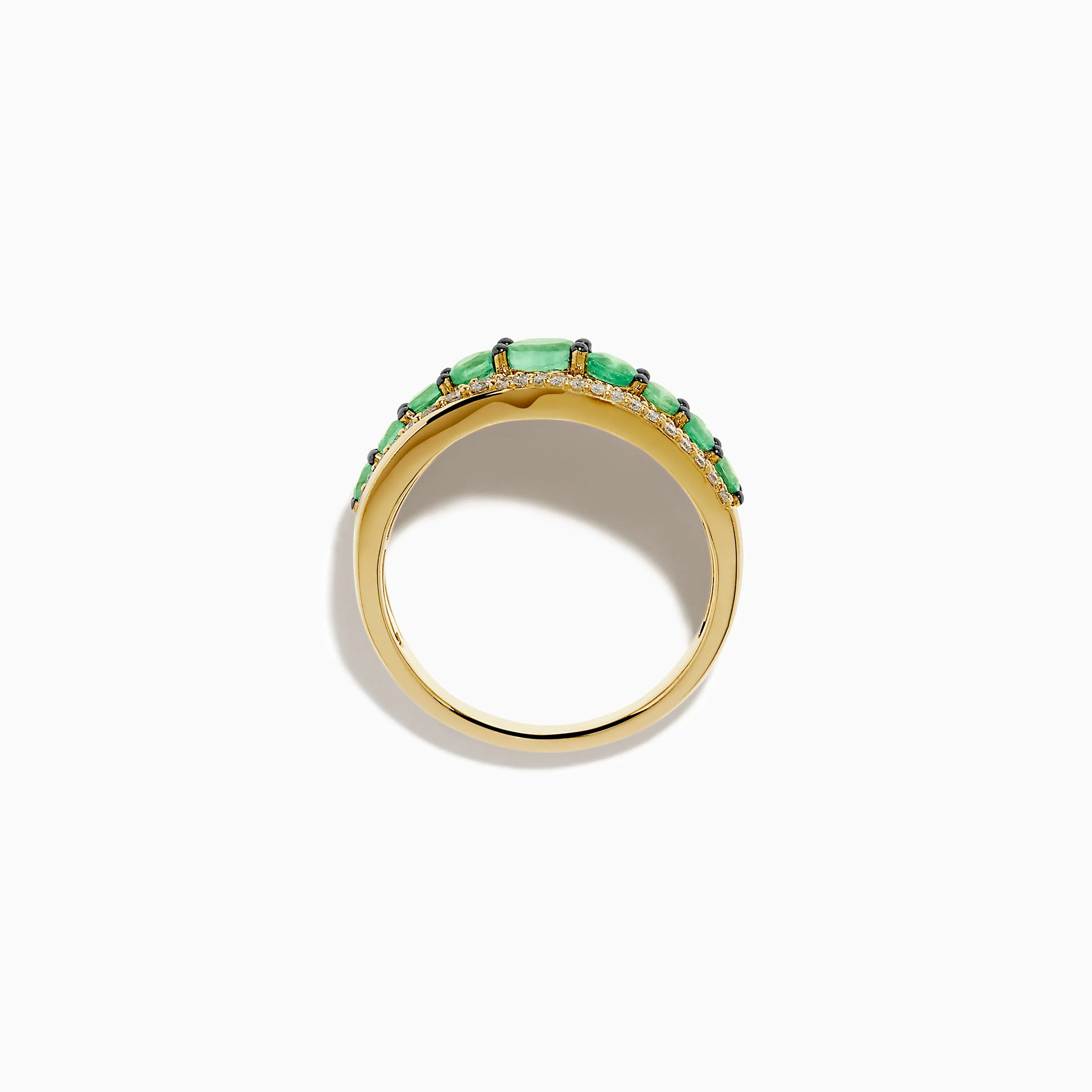 14K Yellow Gold Emerald and Diamond Wave Band sold by Effy product image thumbnail 3