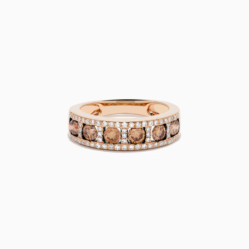 14K Rose Gold Brown and White Diamond Band made by Effy