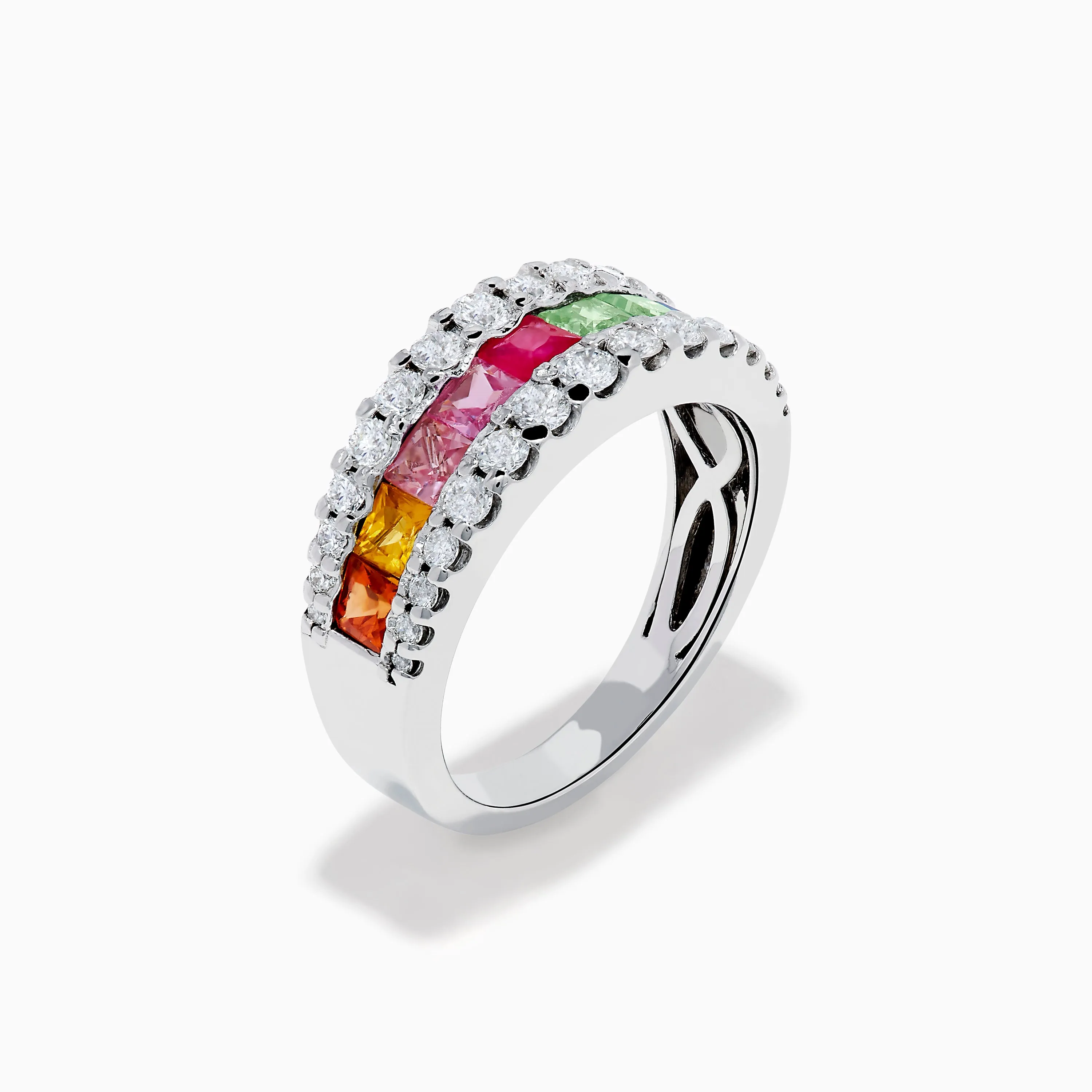 Watercolors 14K White Gold Channel Set Multi Sapphire and Diamond Band sold by Effy product image thumbnail 4
