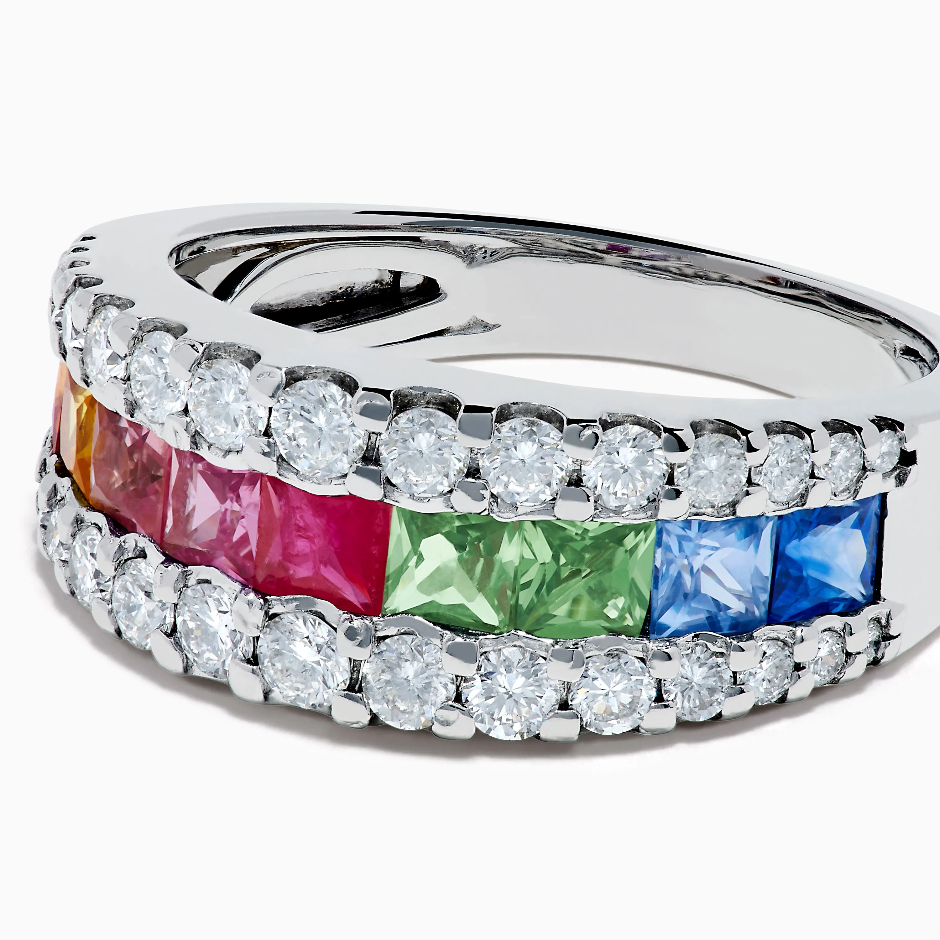 Watercolors 14K White Gold Channel Set Multi Sapphire and Diamond Band sold by Effy product image thumbnail 2