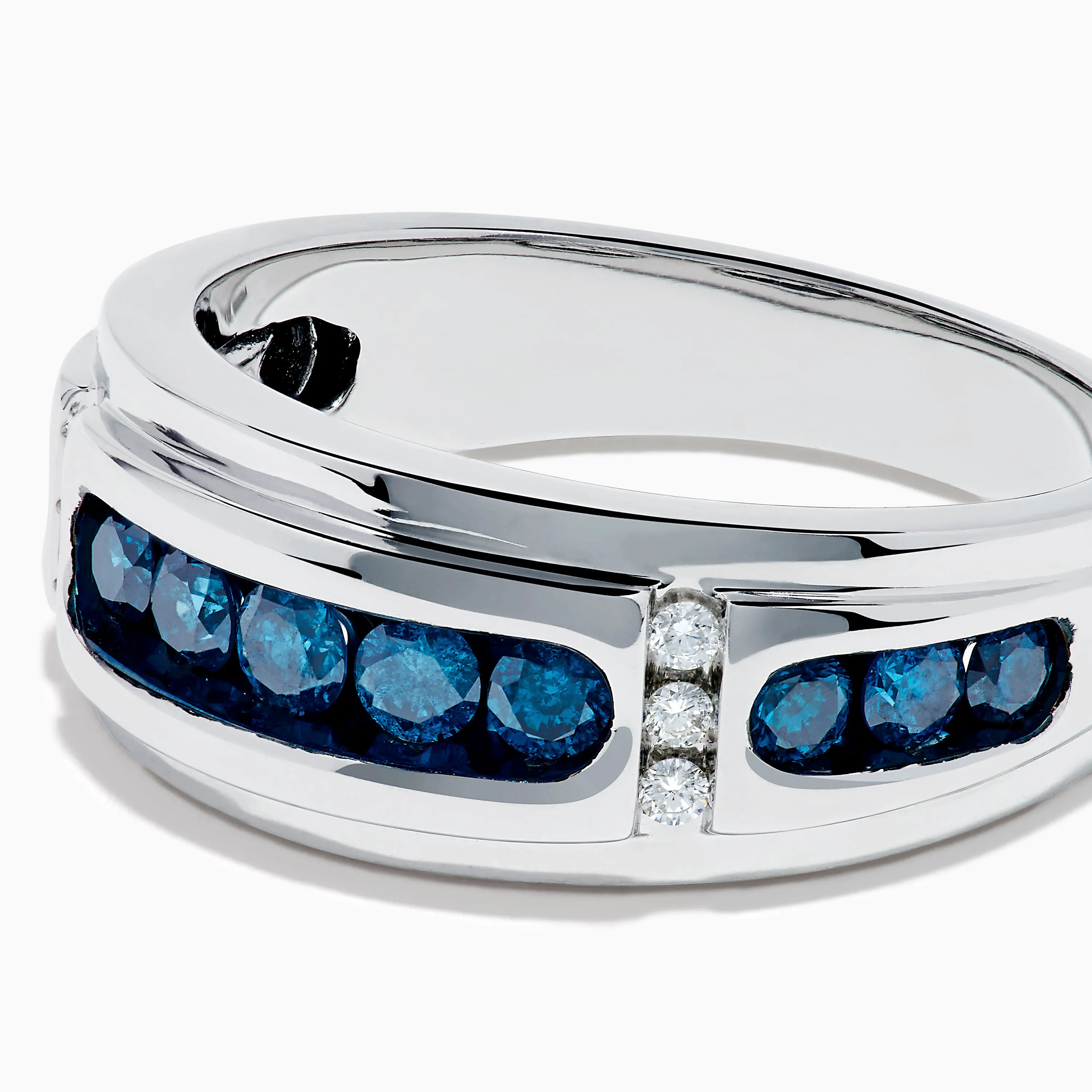 Men's 14K White Gold Channel Set Blue and White Diamond Band sold by Effy product image thumbnail 2