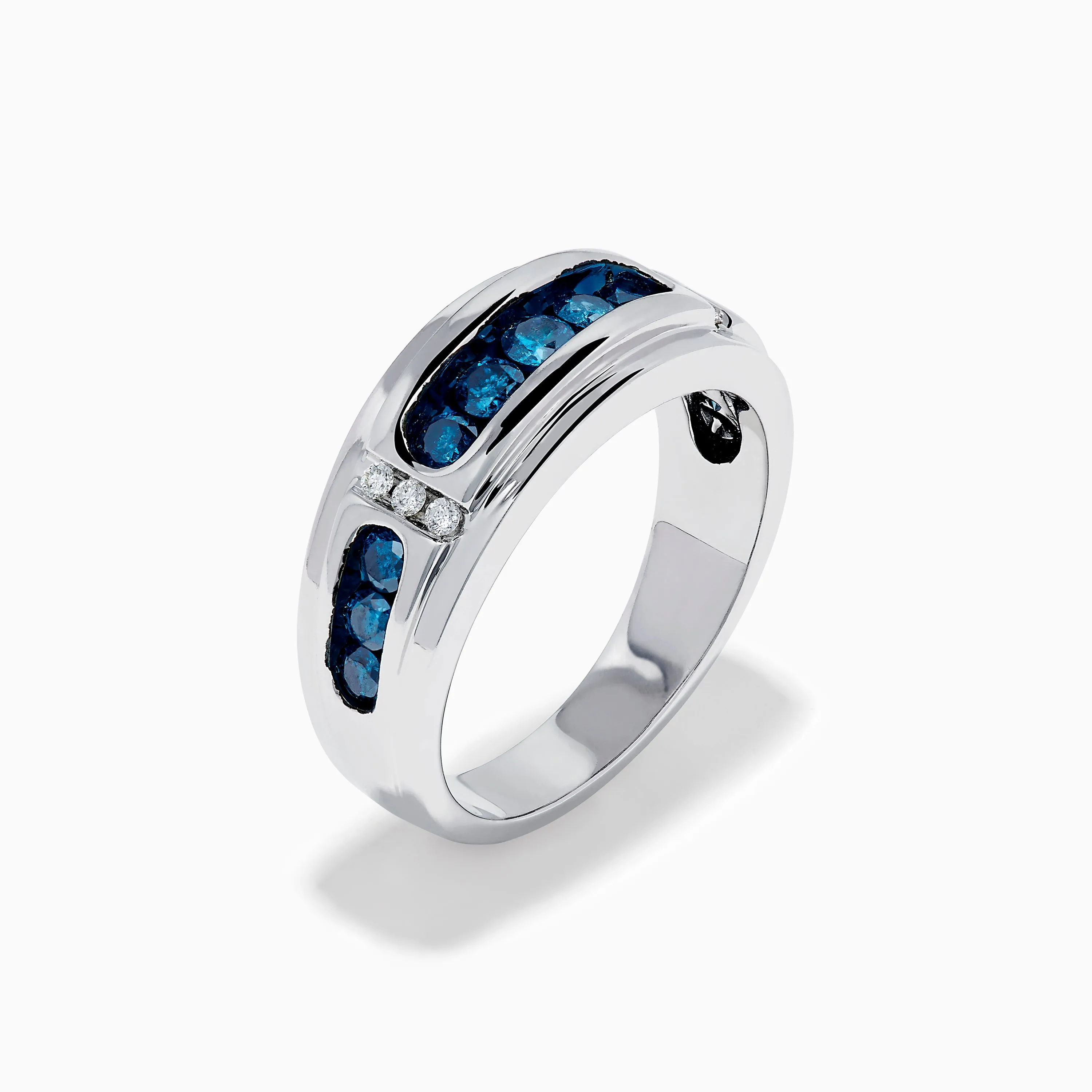 Men's 14K White Gold Channel Set Blue and White Diamond Band sold by Effy product image thumbnail 4
