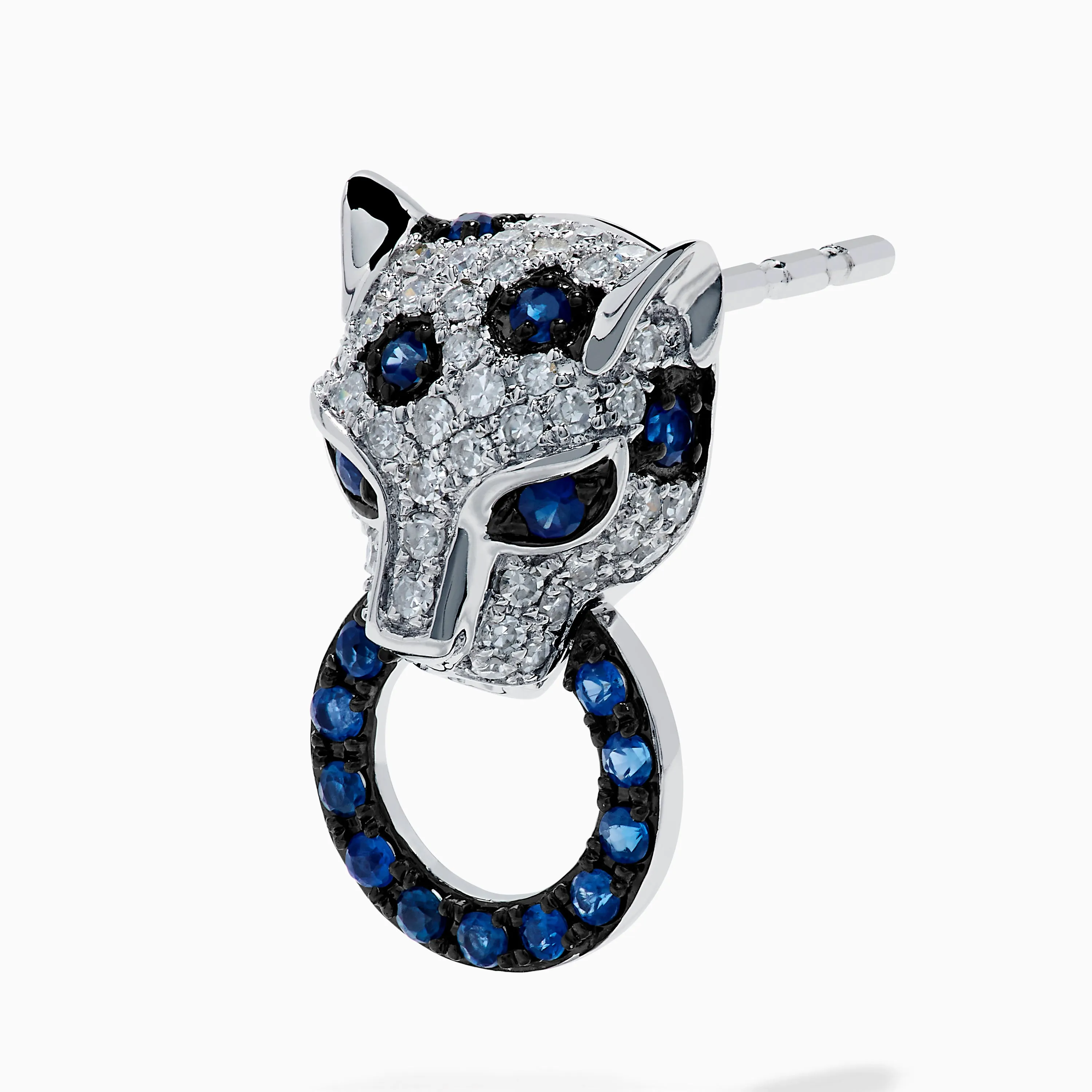 Signature 14K White Gold Blue Sapphire and Diamond Panther Drop Earrings sold by Effy product image thumbnail 2