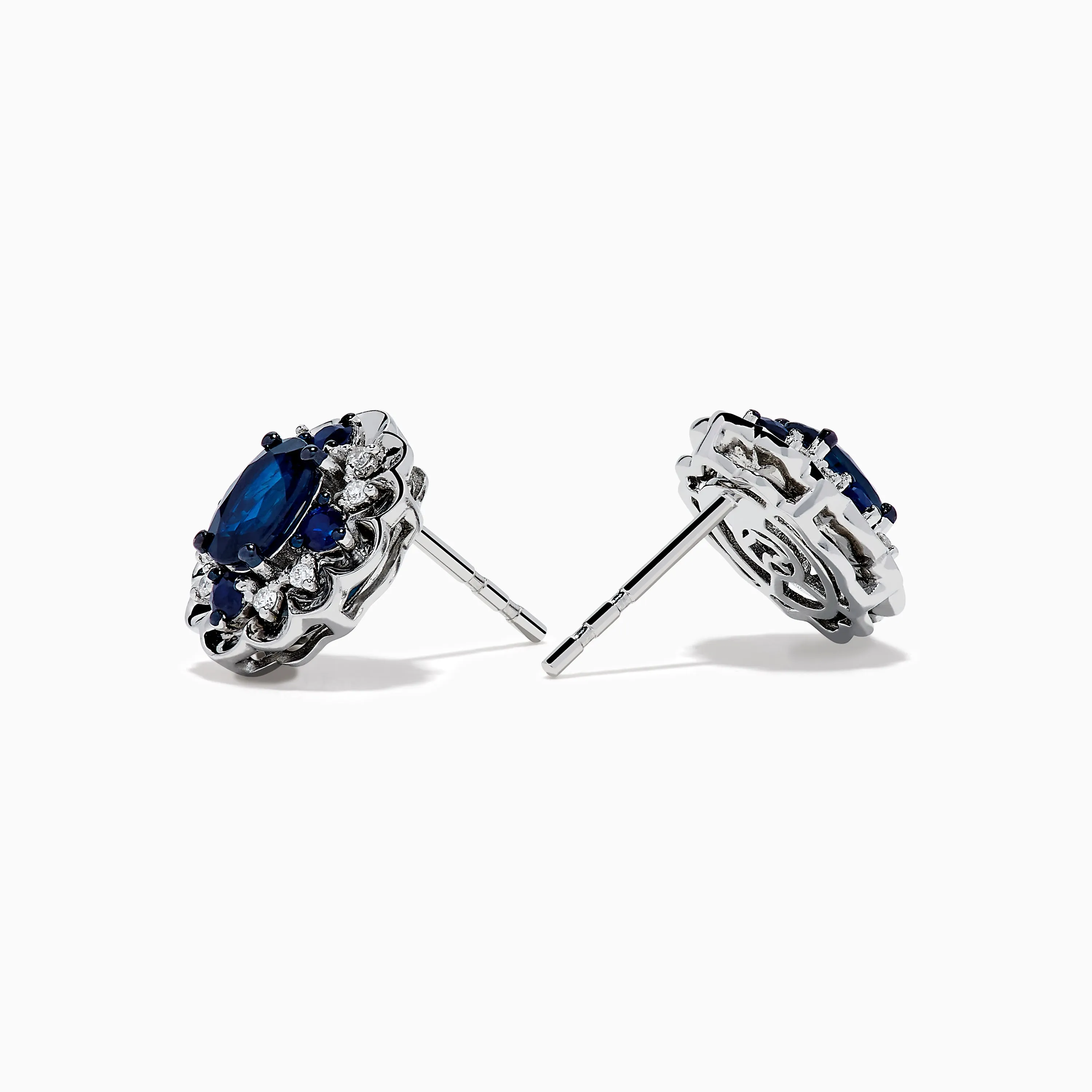 14K White Gold Sapphire and Diamond Vintage Halo Stud Earrings sold by Effy product image thumbnail 2