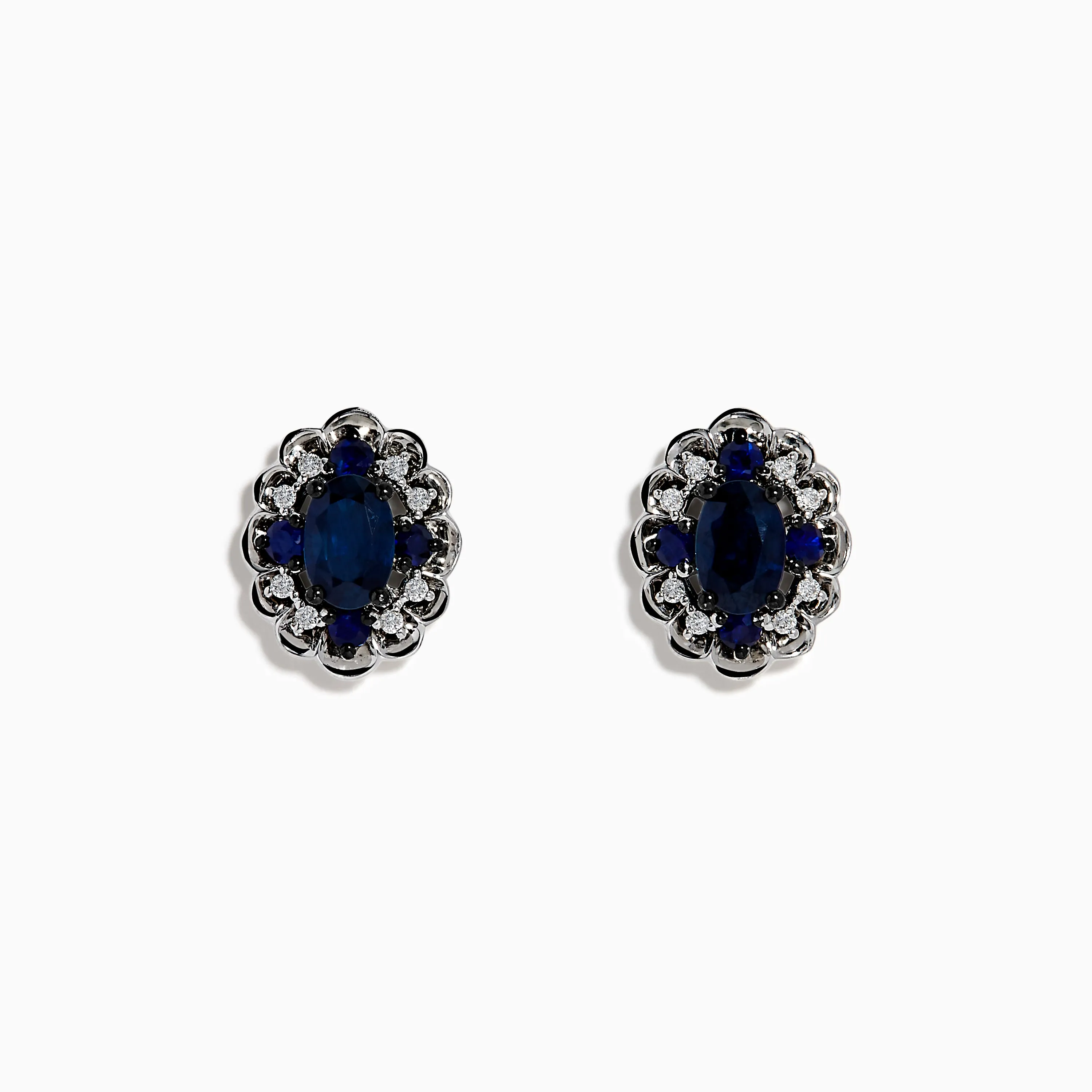 14K White Gold Sapphire and Diamond Vintage Halo Stud Earrings sold by Effy