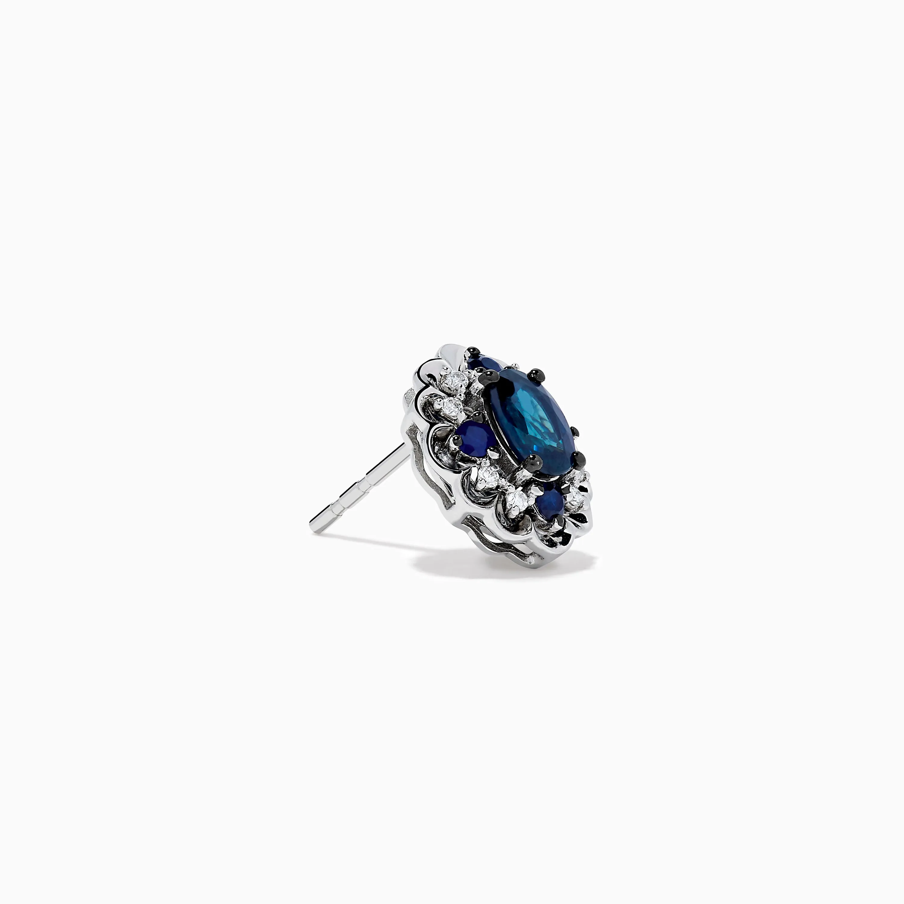 14K White Gold Sapphire and Diamond Vintage Halo Stud Earrings sold by Effy product image thumbnail 3