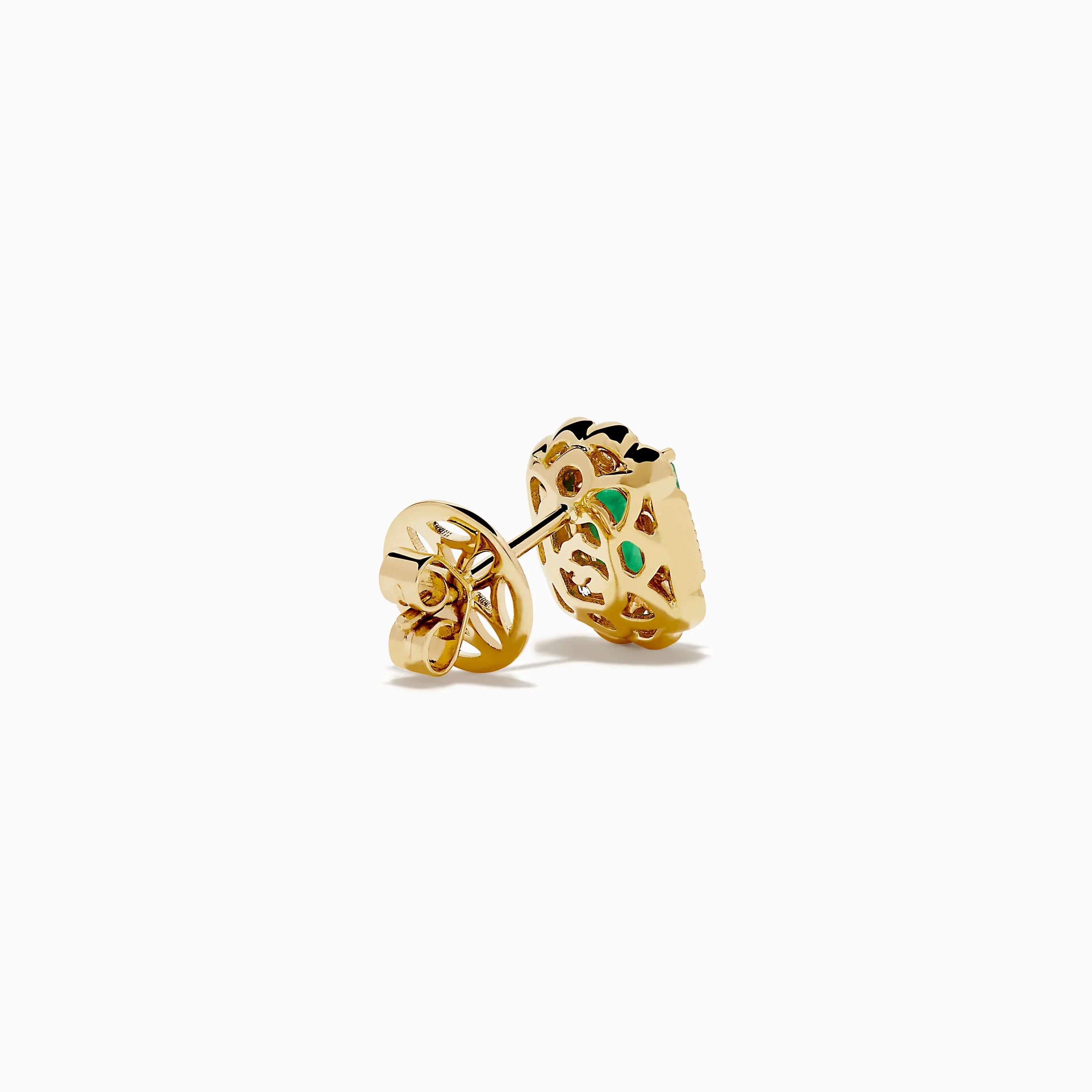 14K Yellow Gold Emerald and Diamond Halo Stud Earrings sold by Effy product image thumbnail 4
