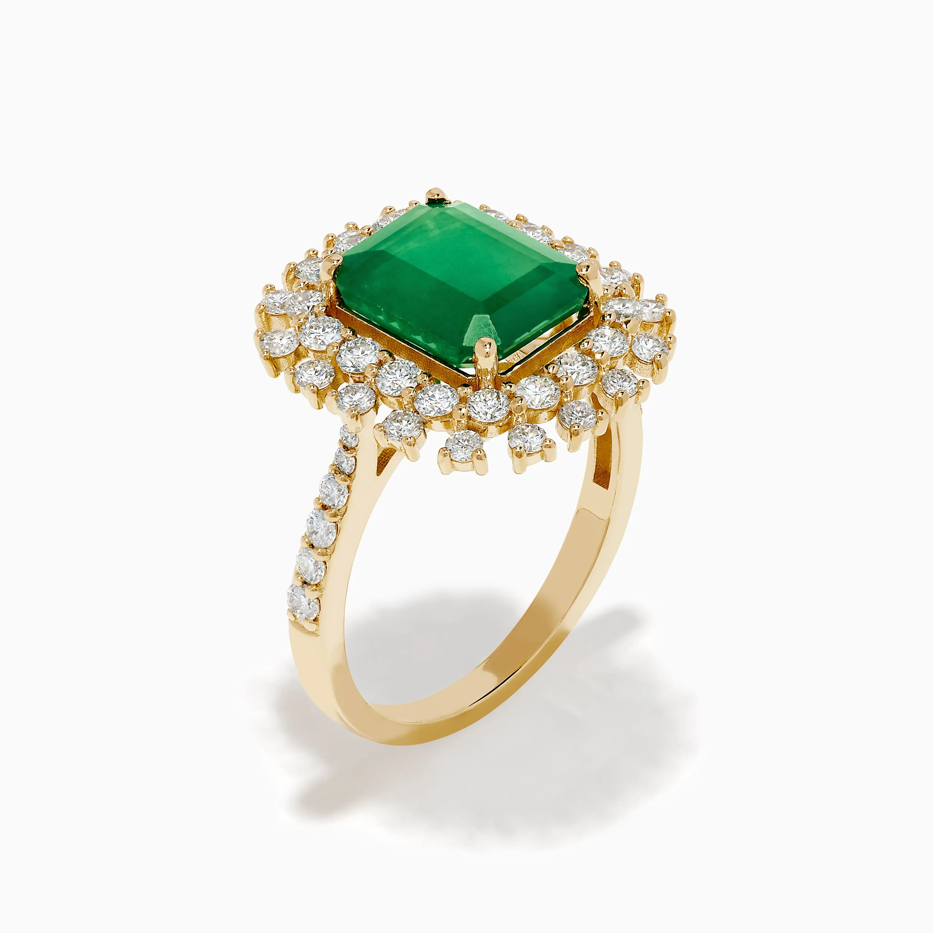 14K Yellow Gold Emerald and Diamond Halo Cocktail Ring sold by Effy product image thumbnail 4