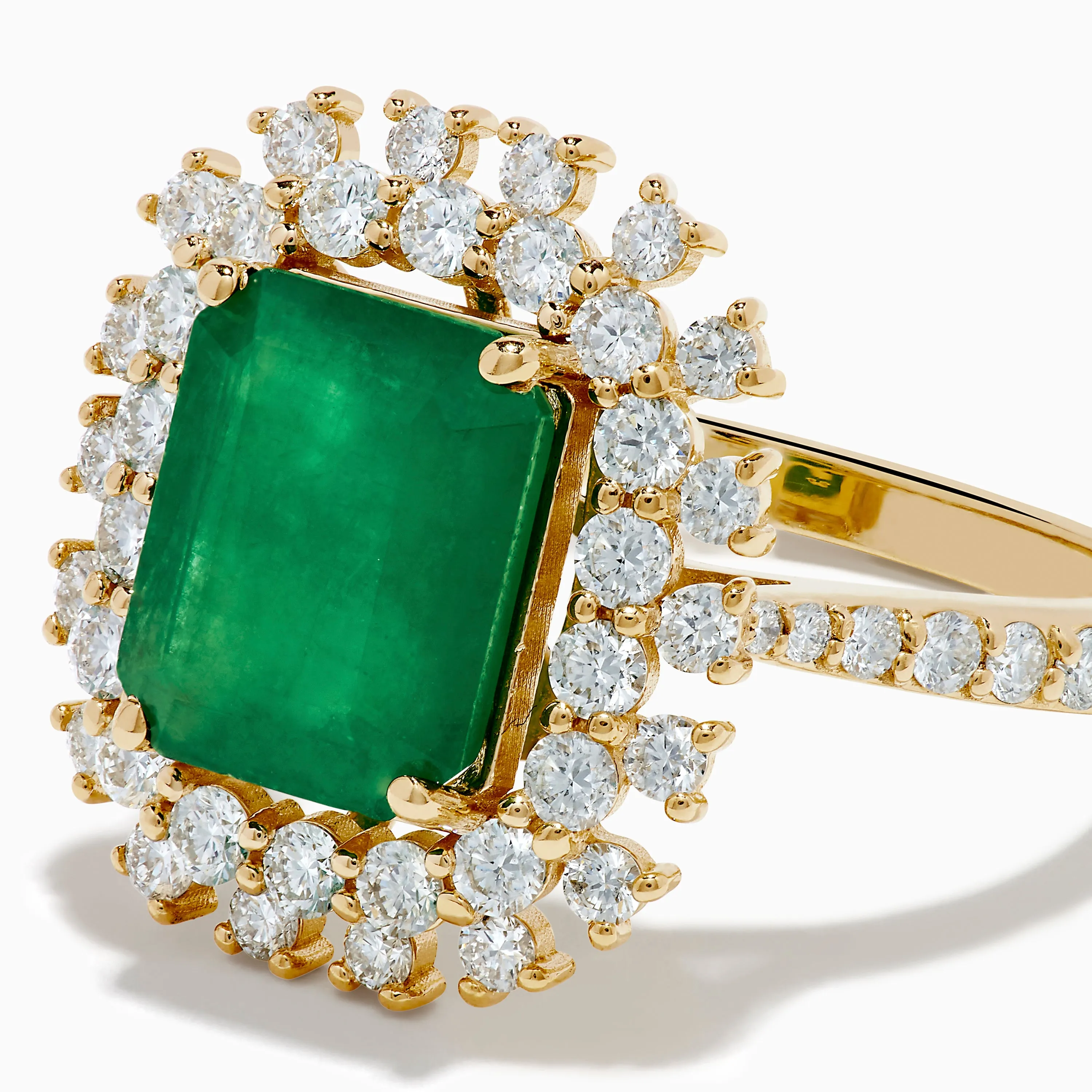 14K Yellow Gold Emerald and Diamond Halo Cocktail Ring sold by Effy product image thumbnail 2