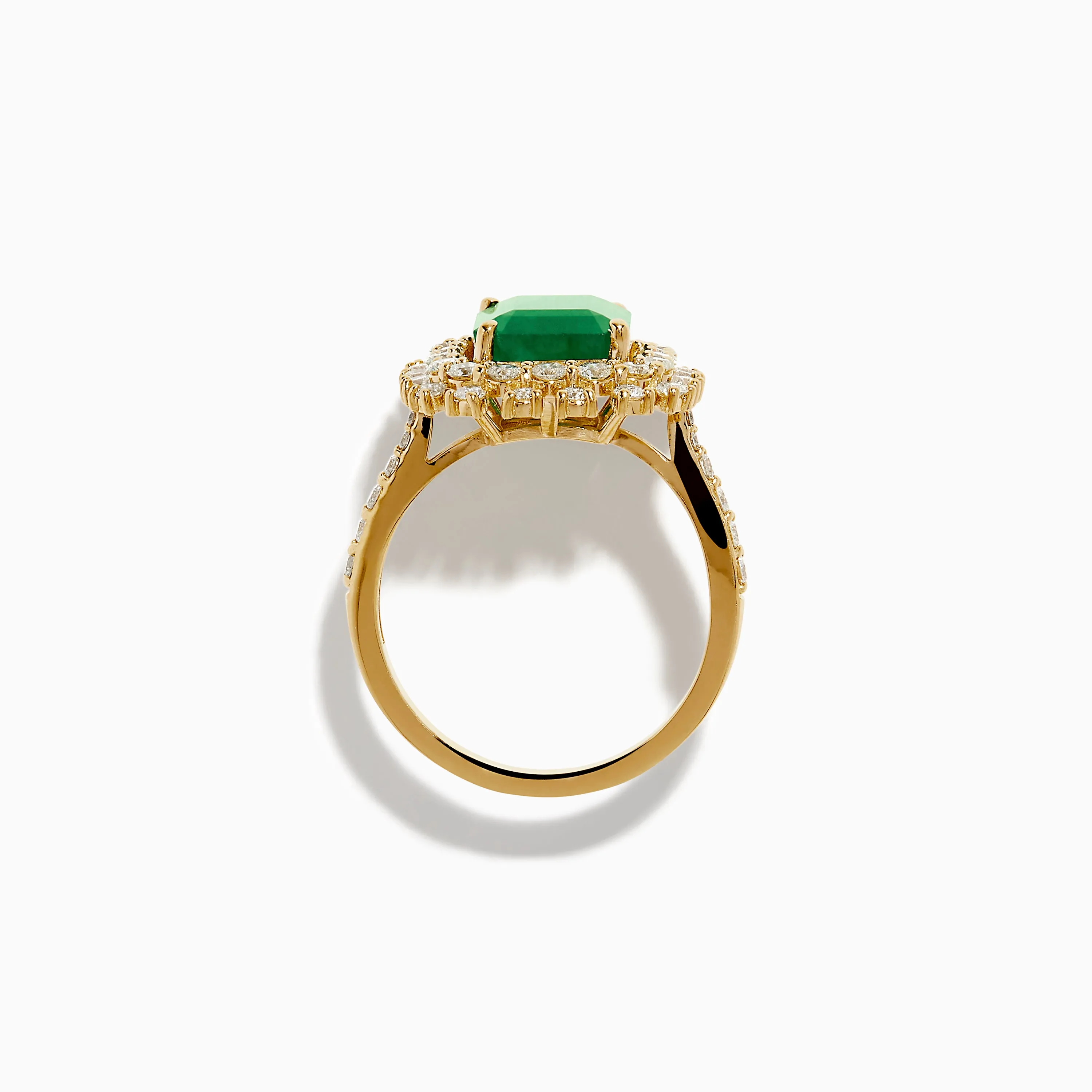 14K Yellow Gold Emerald and Diamond Halo Cocktail Ring sold by Effy product image thumbnail 3