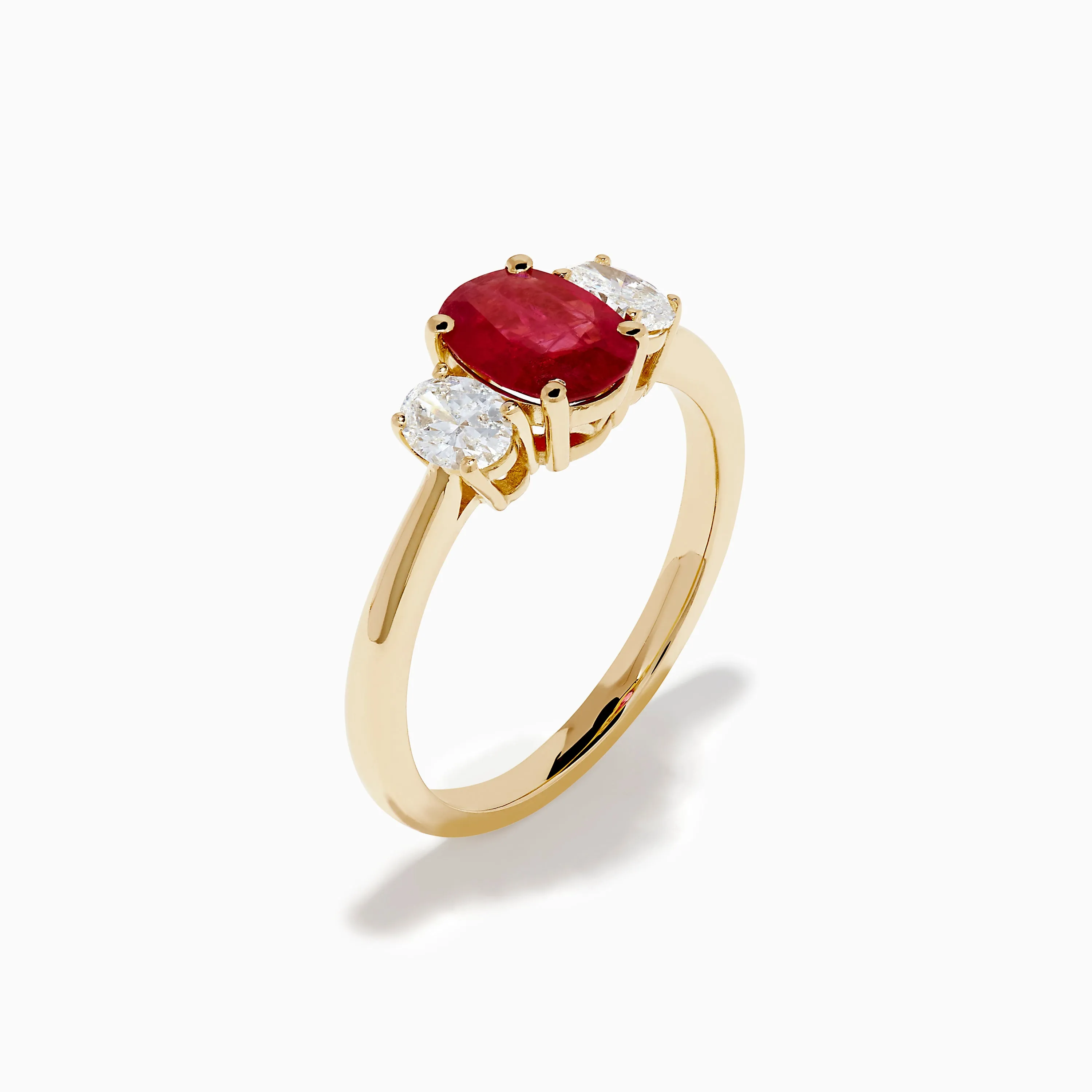 14K Yellow Gold Ruby and Diamond Three-Stone Ring sold by Effy product image thumbnail 4
