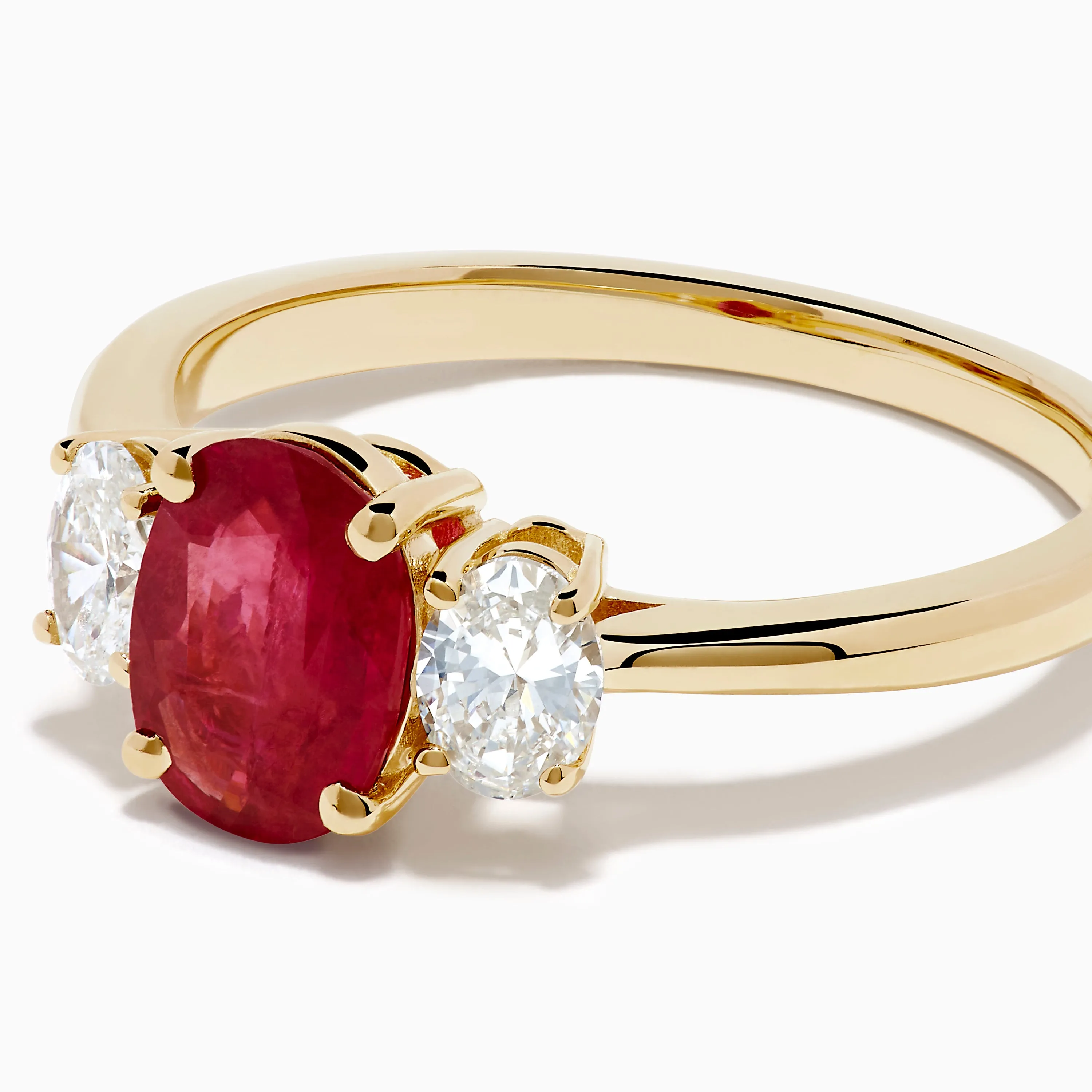 14K Yellow Gold Ruby and Diamond Three-Stone Ring sold by Effy product image thumbnail 2