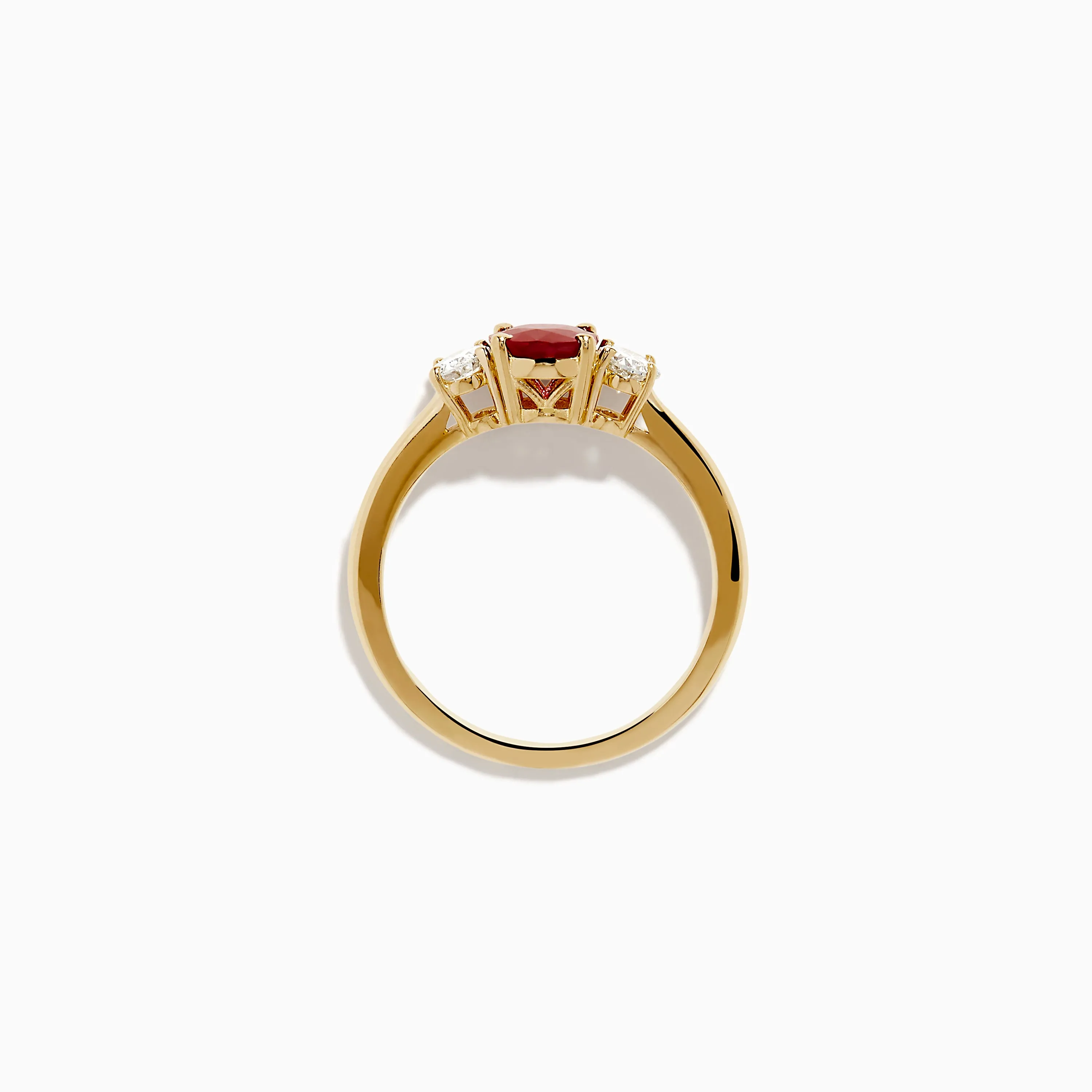 14K Yellow Gold Ruby and Diamond Three-Stone Ring sold by Effy product image thumbnail 3