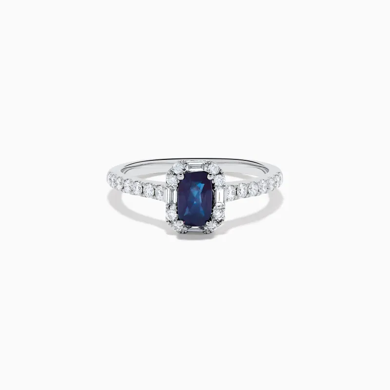 Effy Hematian 14K White Gold Cushion Cut Alexandrite and Diamond Halo Ring made by Effy