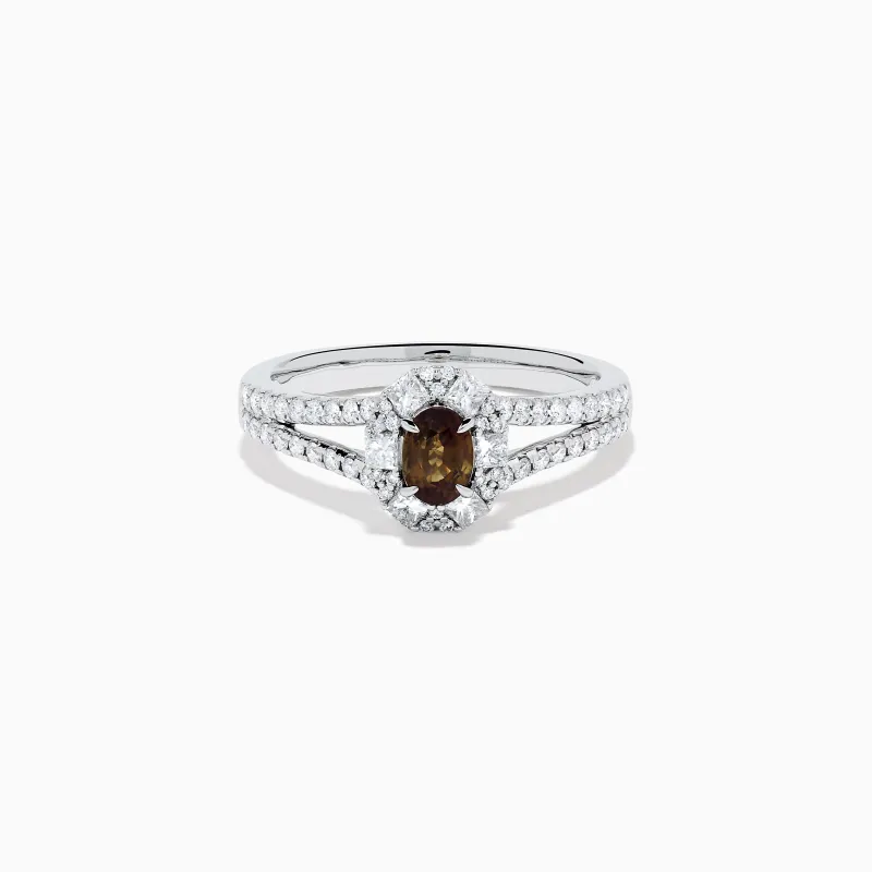 Effy Hematian 18K White Gold Oval Alexandrite and Diamond Halo Ring made by Effy