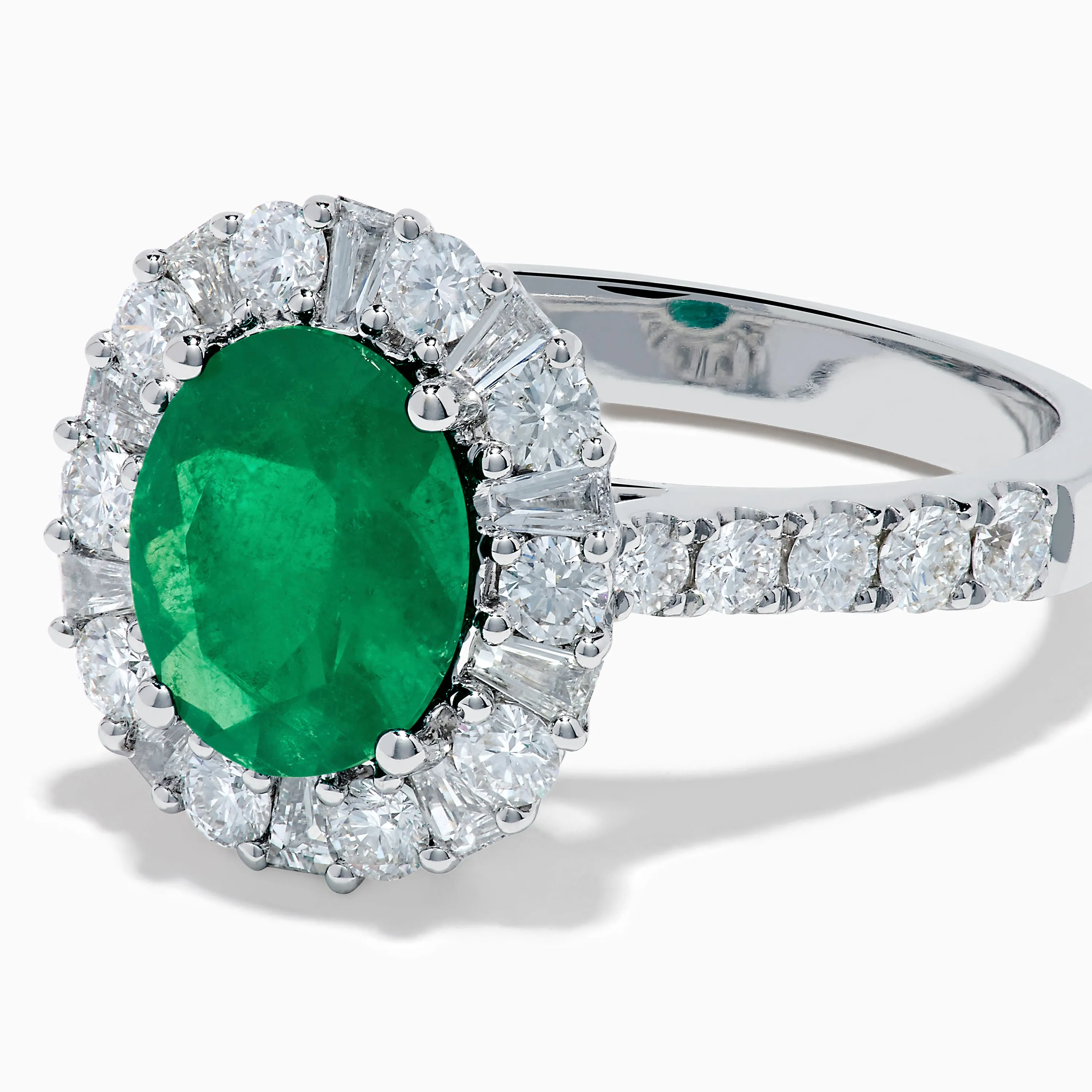 Effy Hematian 18K White Gold Oval Emerald and Diamond Halo Ring sold by Effy product image thumbnail 2
