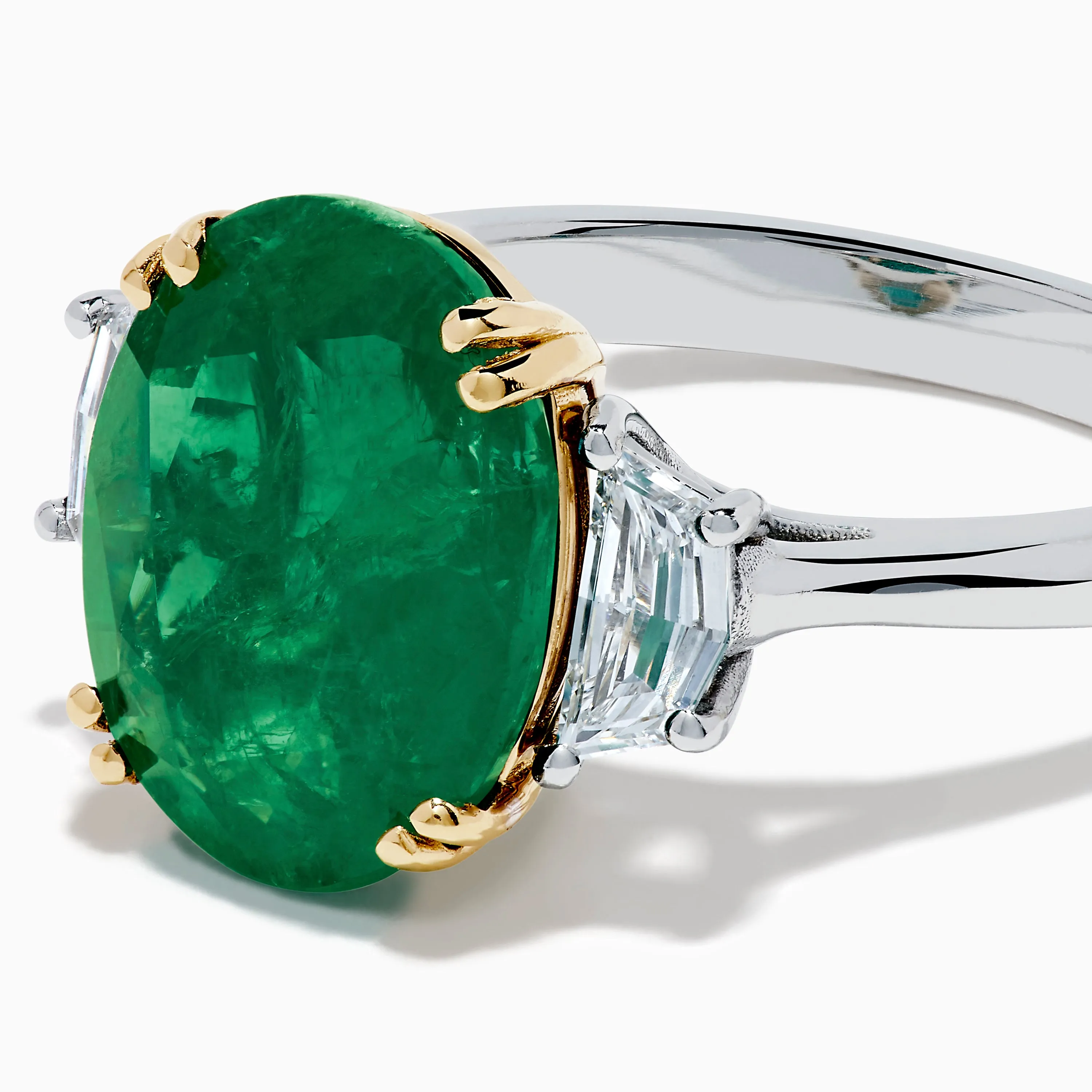 Effy Hematian 14K Two Tone Gold Emerald and Diamond Three-Stone Ring sold by Effy product image thumbnail 2