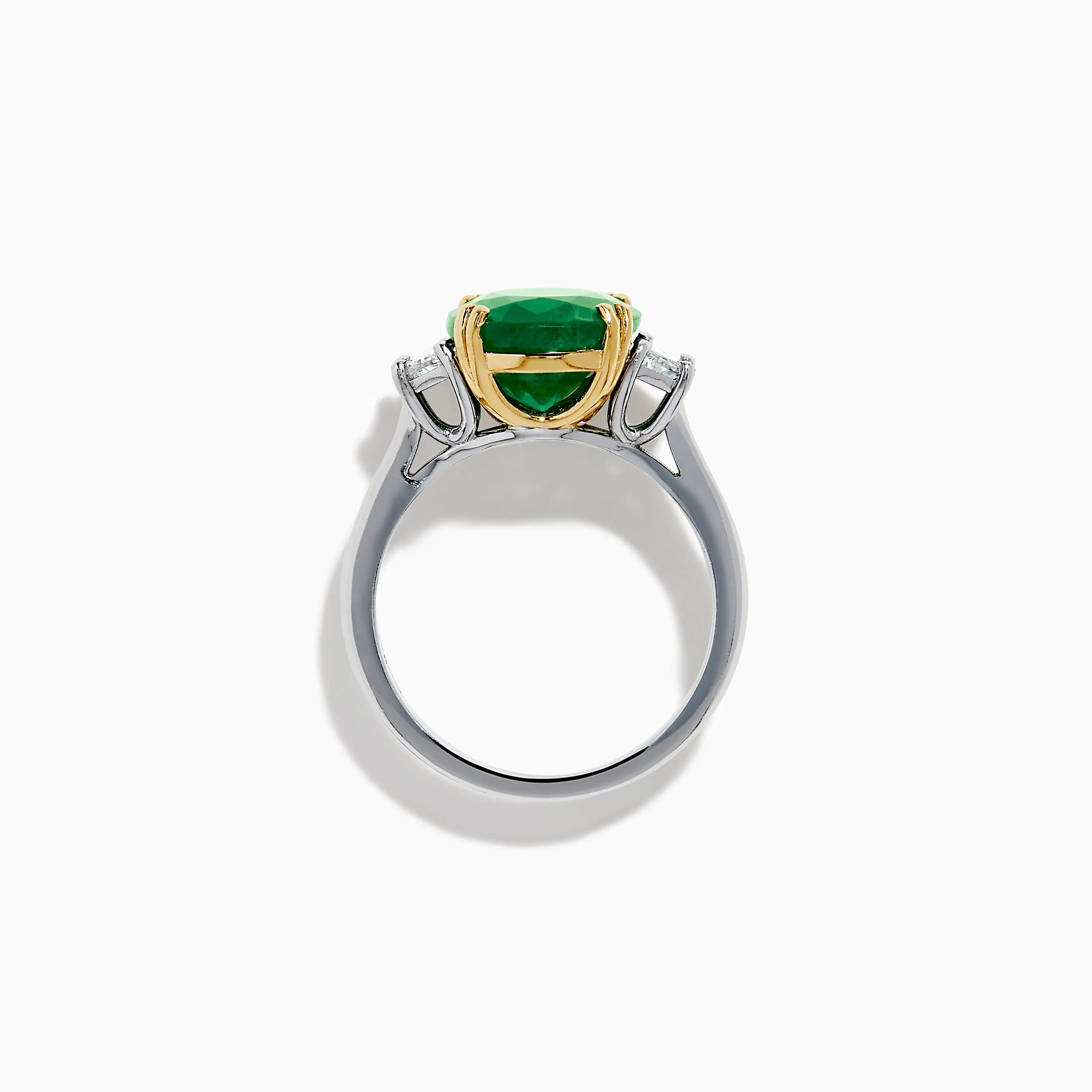 Effy Hematian 14K Two Tone Gold Emerald and Diamond Three-Stone Ring sold by Effy product image thumbnail 3