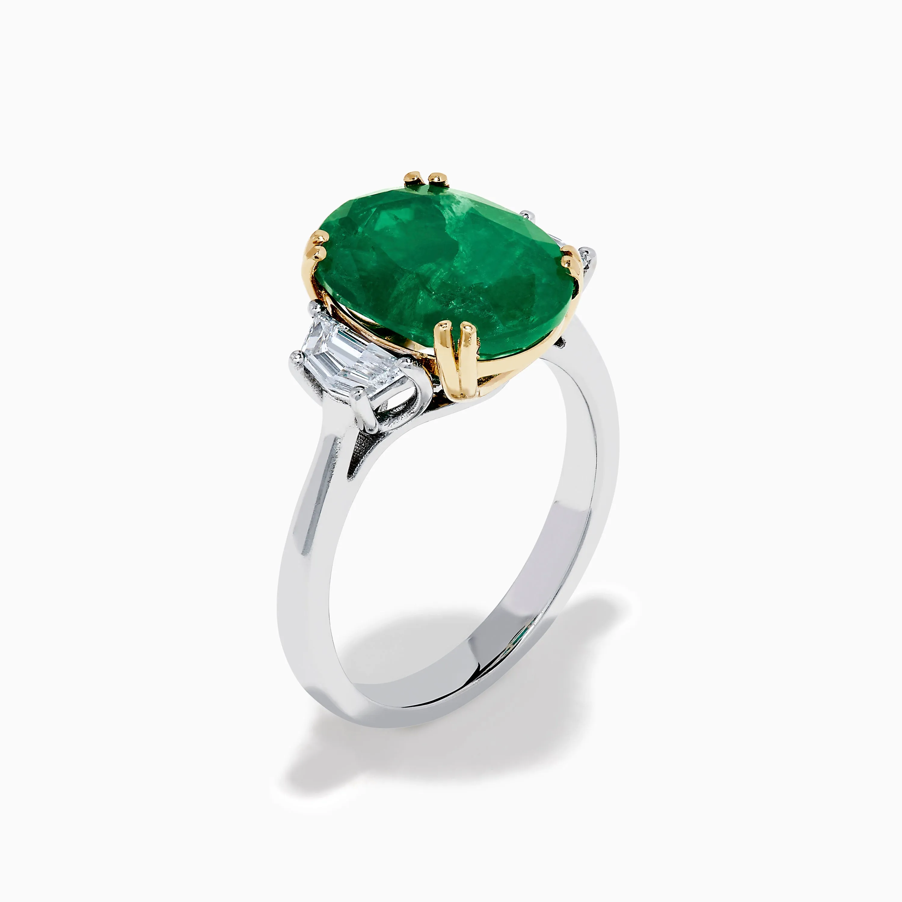 Effy Hematian 14K Two Tone Gold Emerald and Diamond Three-Stone Ring sold by Effy product image thumbnail 4