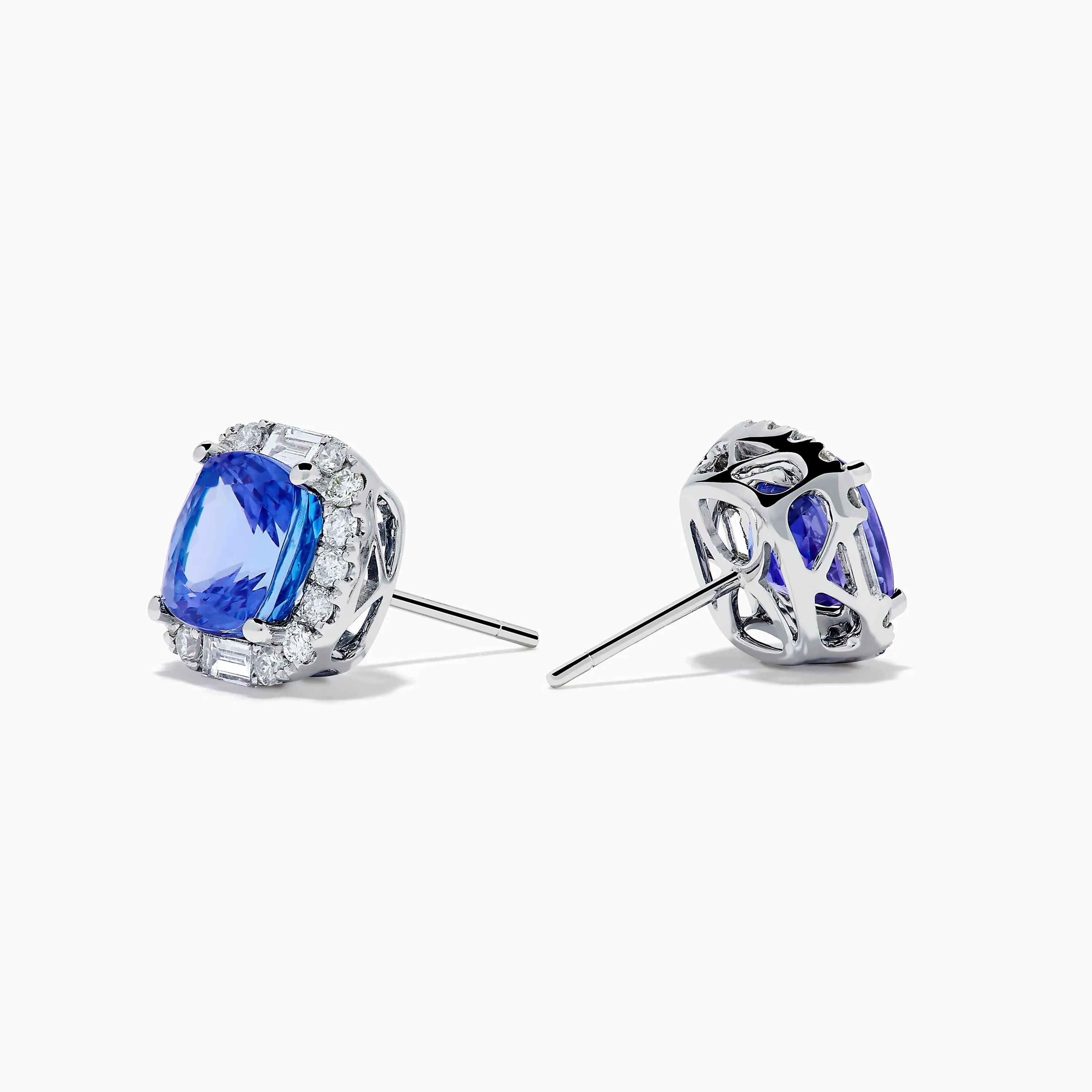 Effy Hematian 18K White Gold Tanzanite and Diamond Cushion Halo Stud Earrings sold by Effy product image thumbnail 2