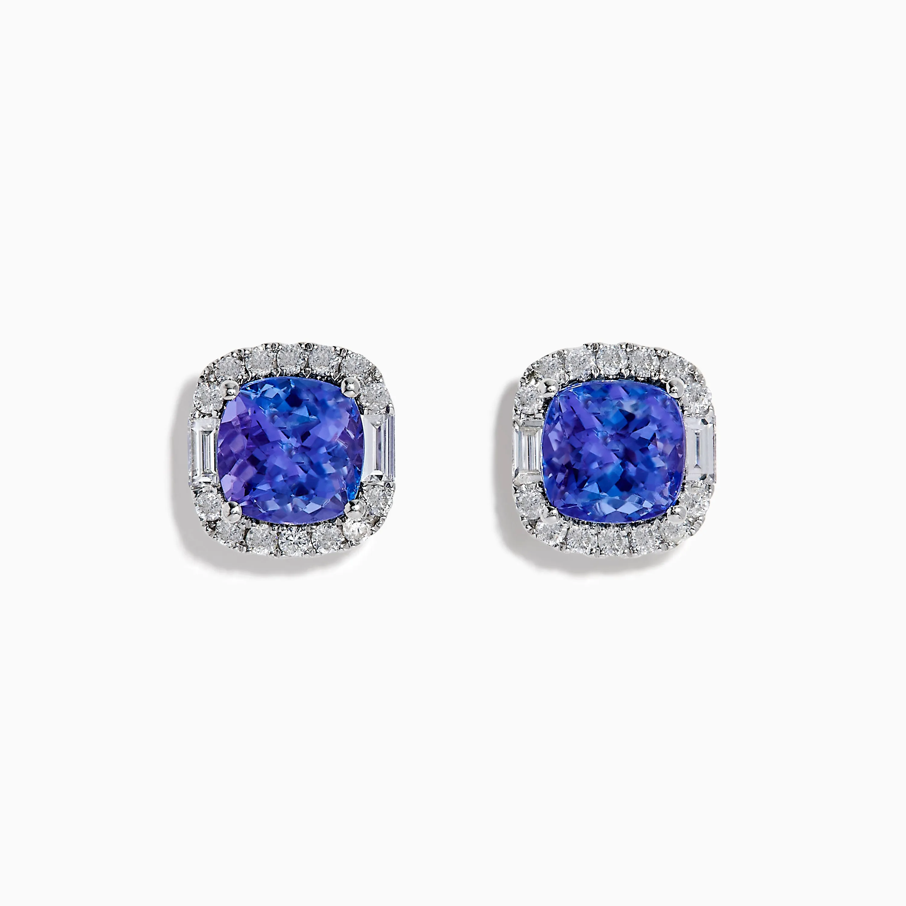 Effy Hematian 18K White Gold Tanzanite and Diamond Cushion Halo Stud Earrings sold by Effy