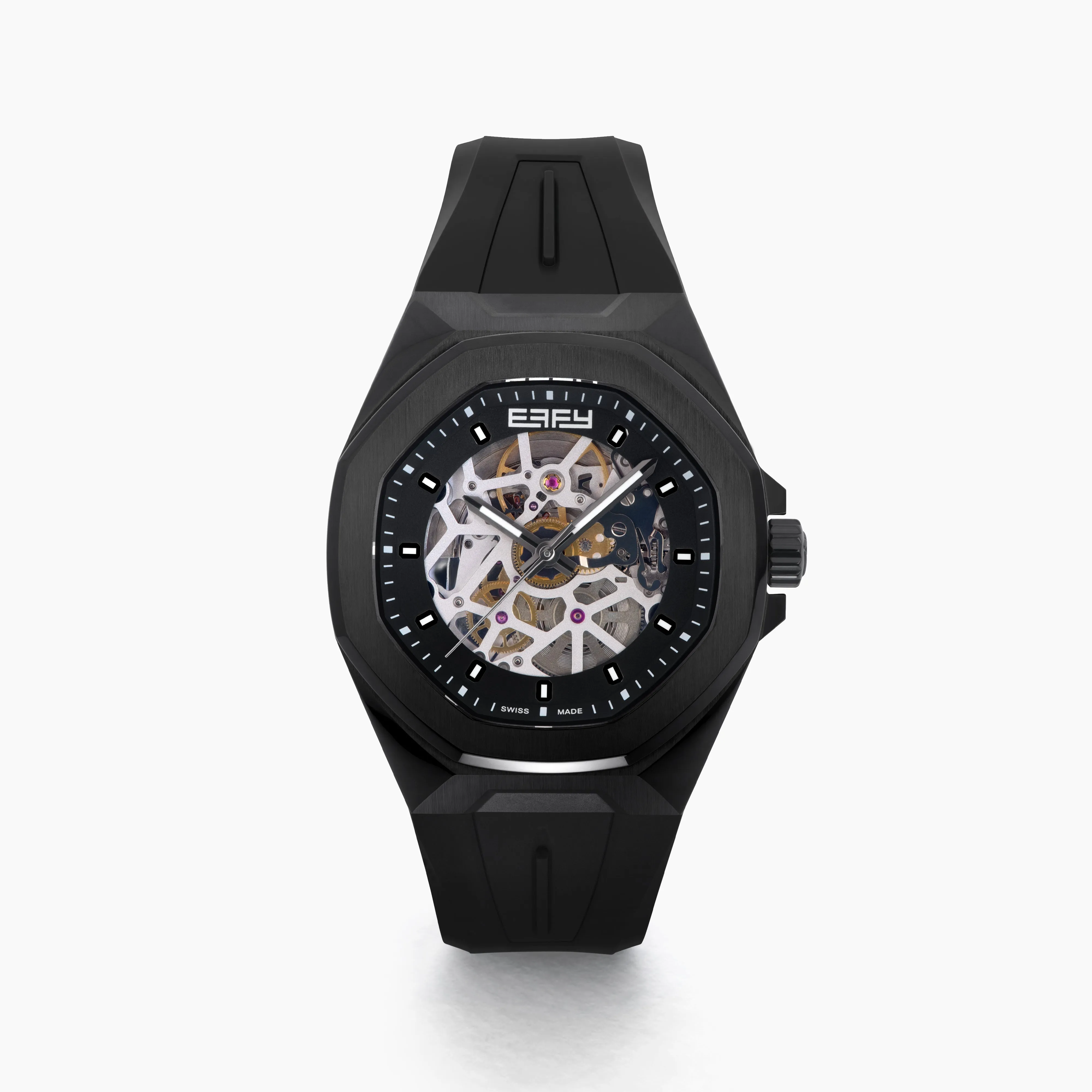 42MM Swiss Made Stainless Steel with Black PVD Automatic Skeleton Watch sold by Effy