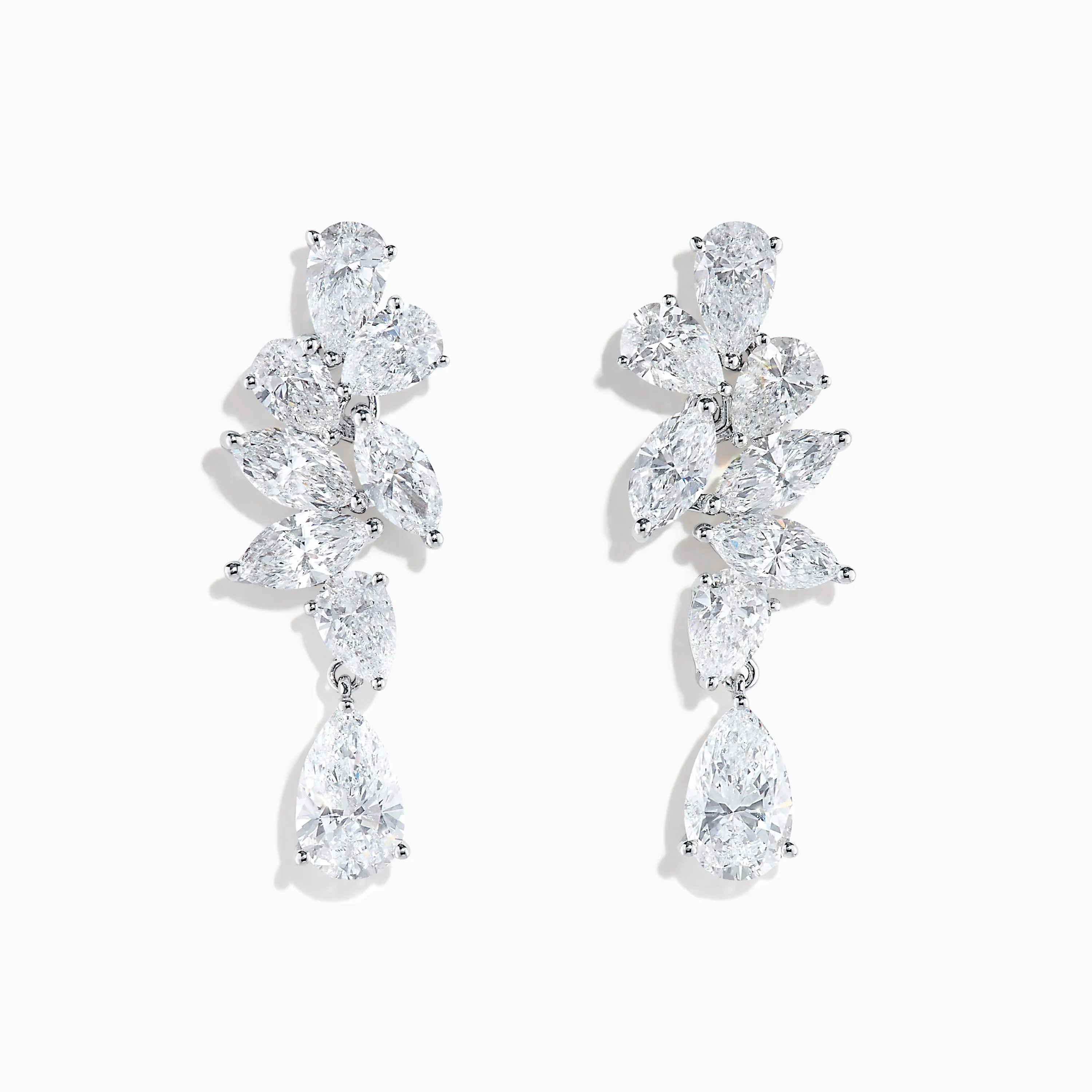 Lab Grown Pear and Marquise Diamond 3.61ct Statement Drop Earrings in 14K White Gold sold by Effy