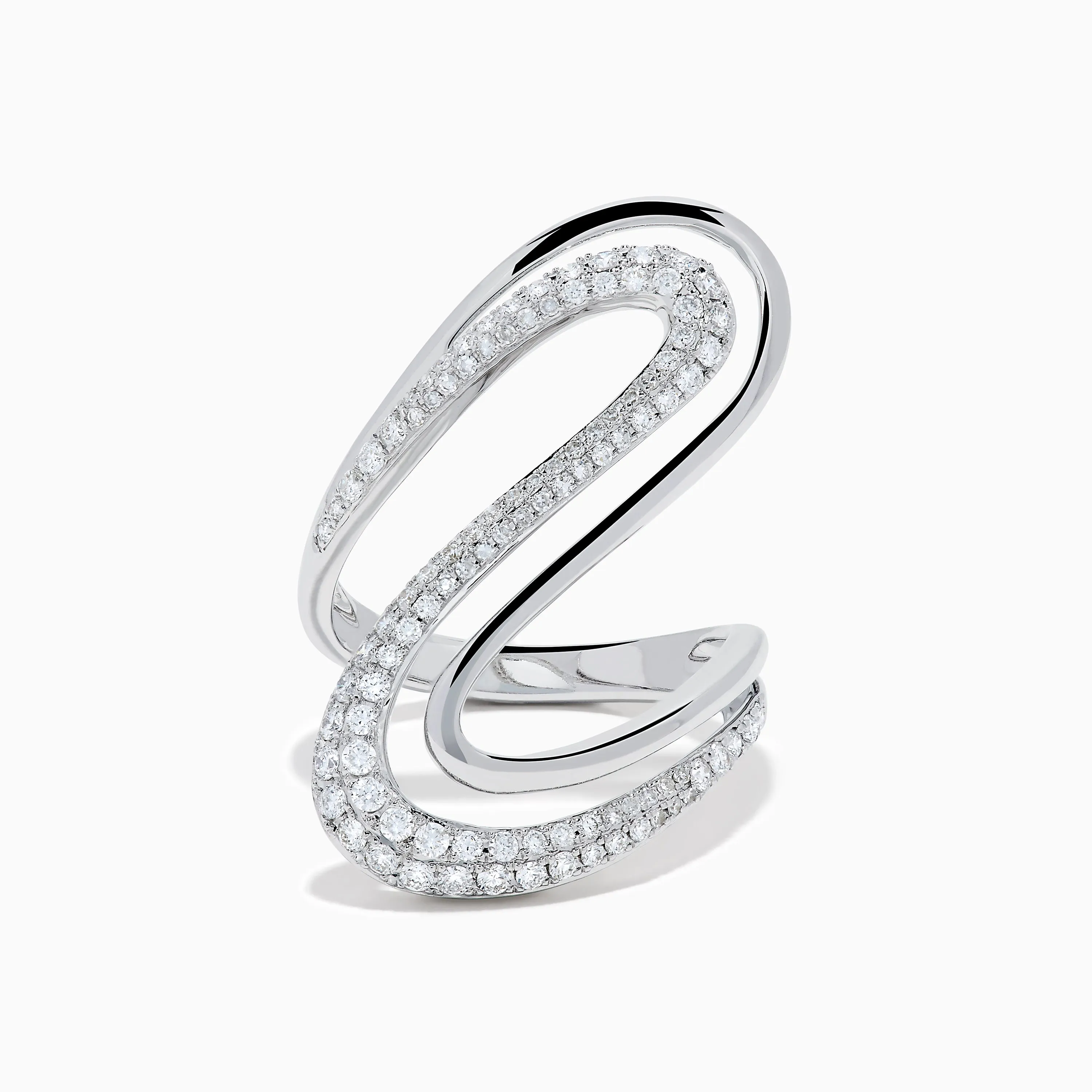 14K White Gold Diamond Open S-Curve Statement Ring sold by Effy