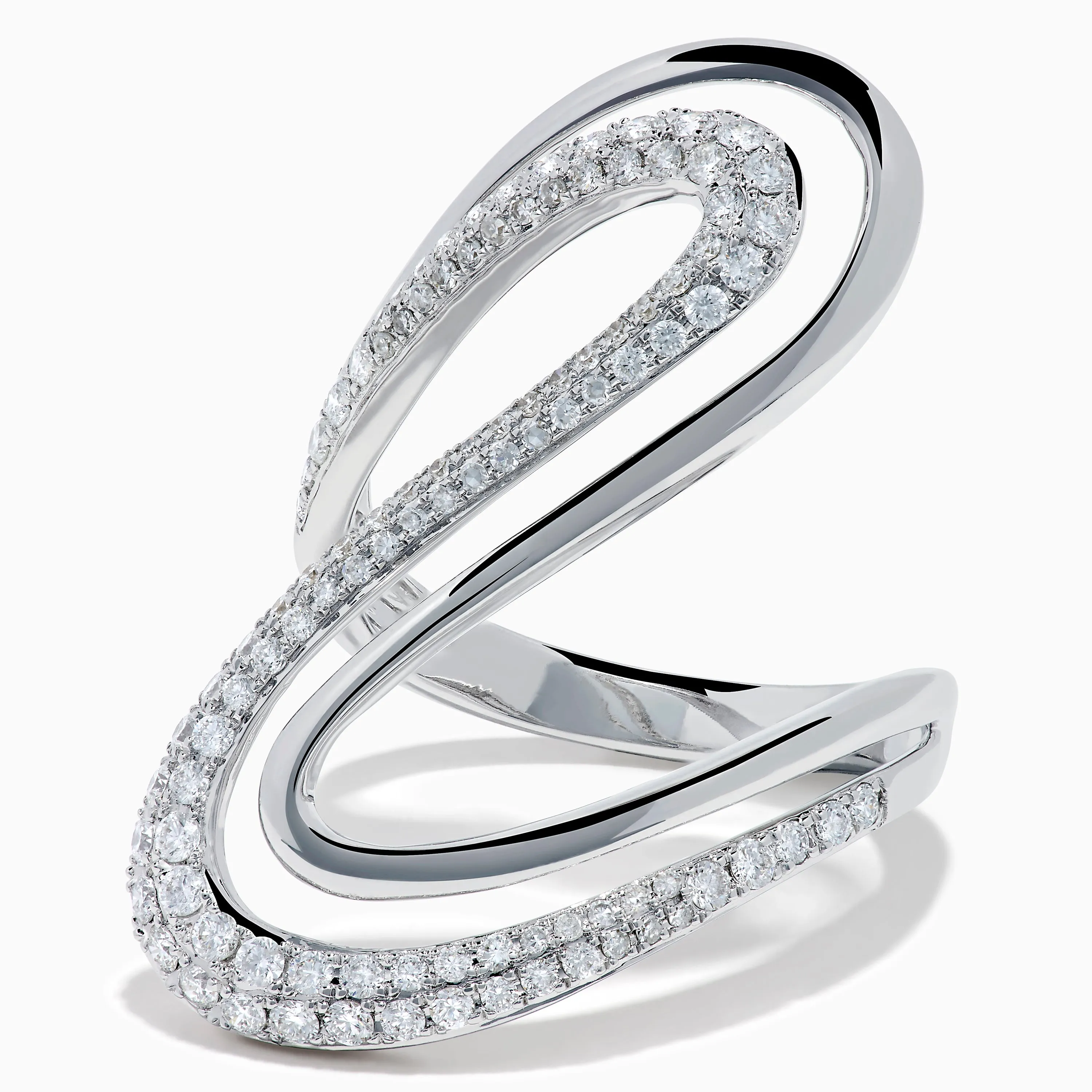 14K White Gold Diamond Open S-Curve Statement Ring sold by Effy product image thumbnail 2