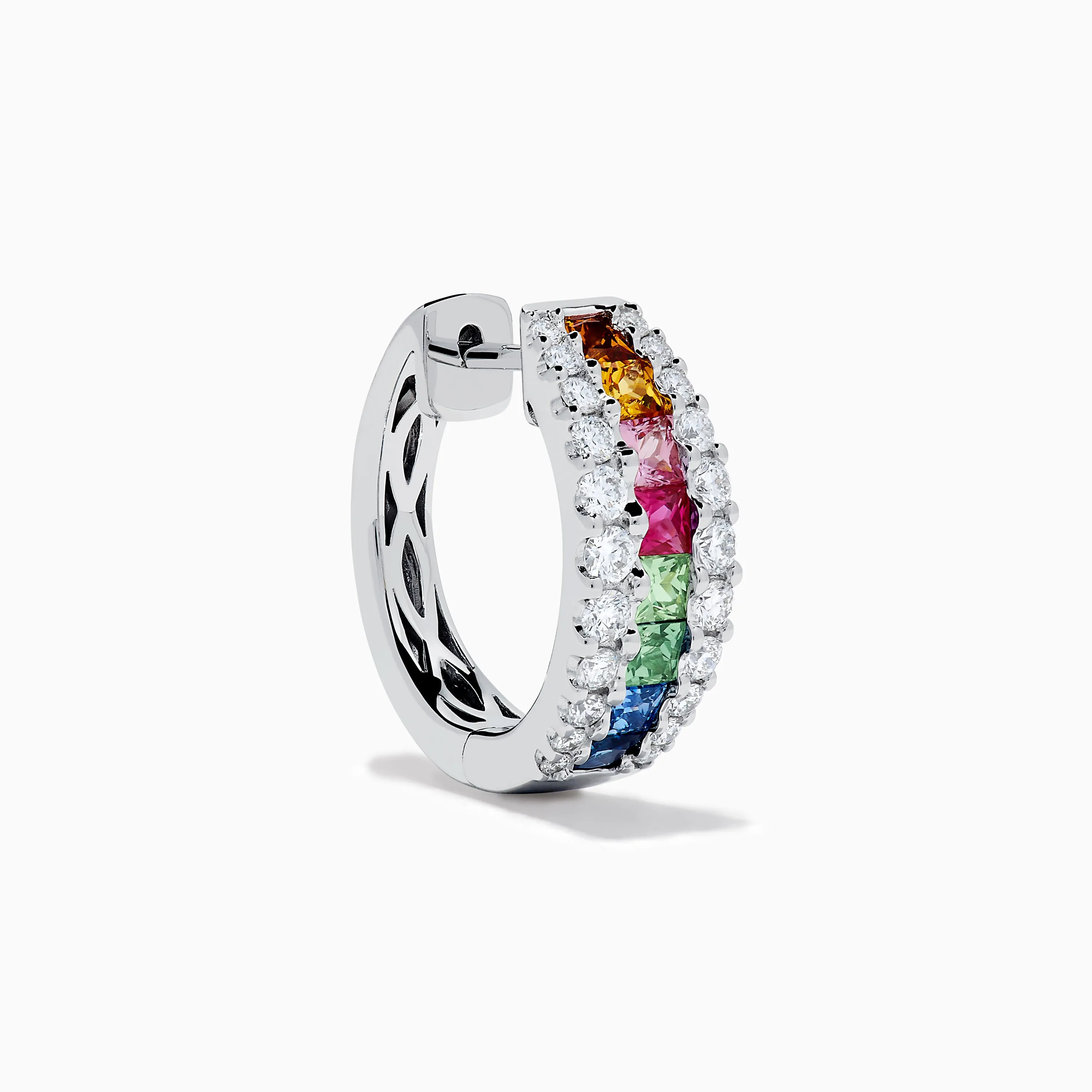 Watercolors 14K White Gold Multi Sapphire and Diamond Small Hoop Earrings sold by Effy product image thumbnail 3